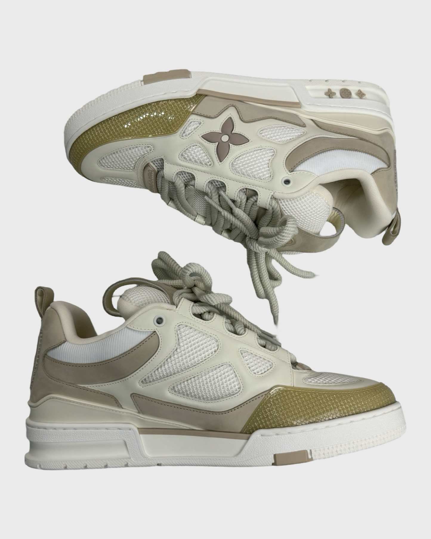 Louis Vuitton LV skate sneakers in beige & white SZ:LV10.5