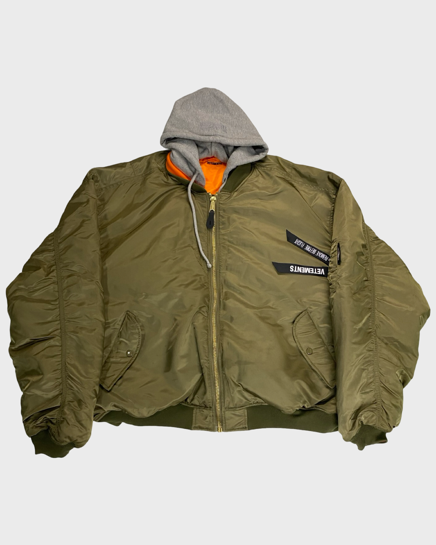 Vetements by Guram olive green MA1 Bomber jacket with orange lining SZ:M