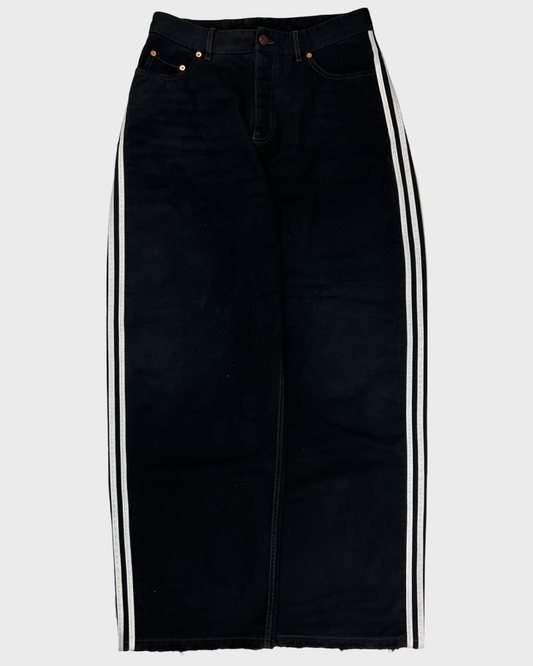 Balenciaga x Adidas SS23 runway baggy 3 stripes jeans in black SZ:XS