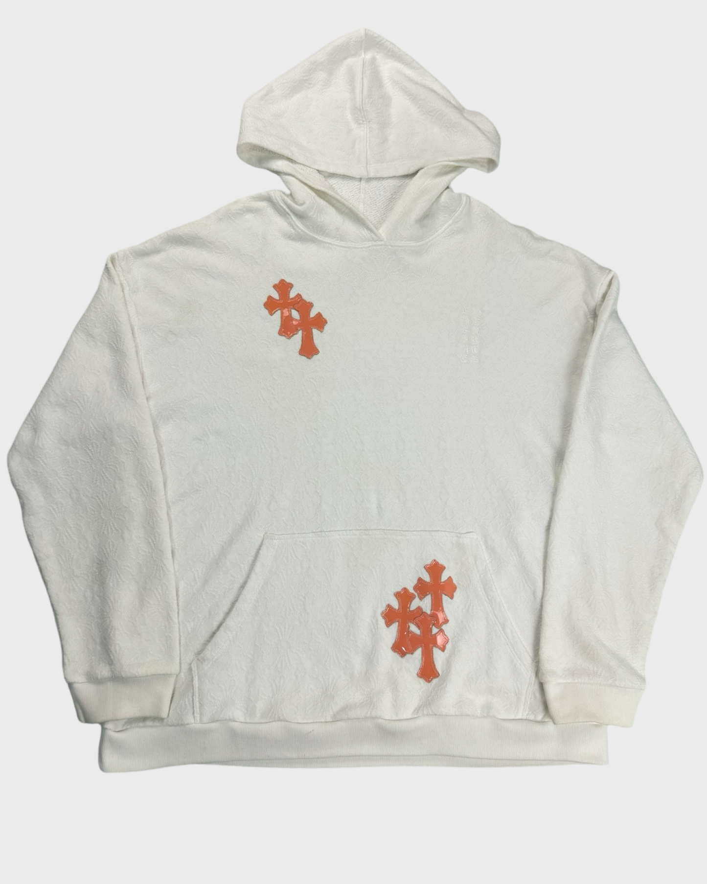 Chrome Hearts 1of1 VIC SPECIAL ORDER orange patent leather cross patched hoodie SZ:L