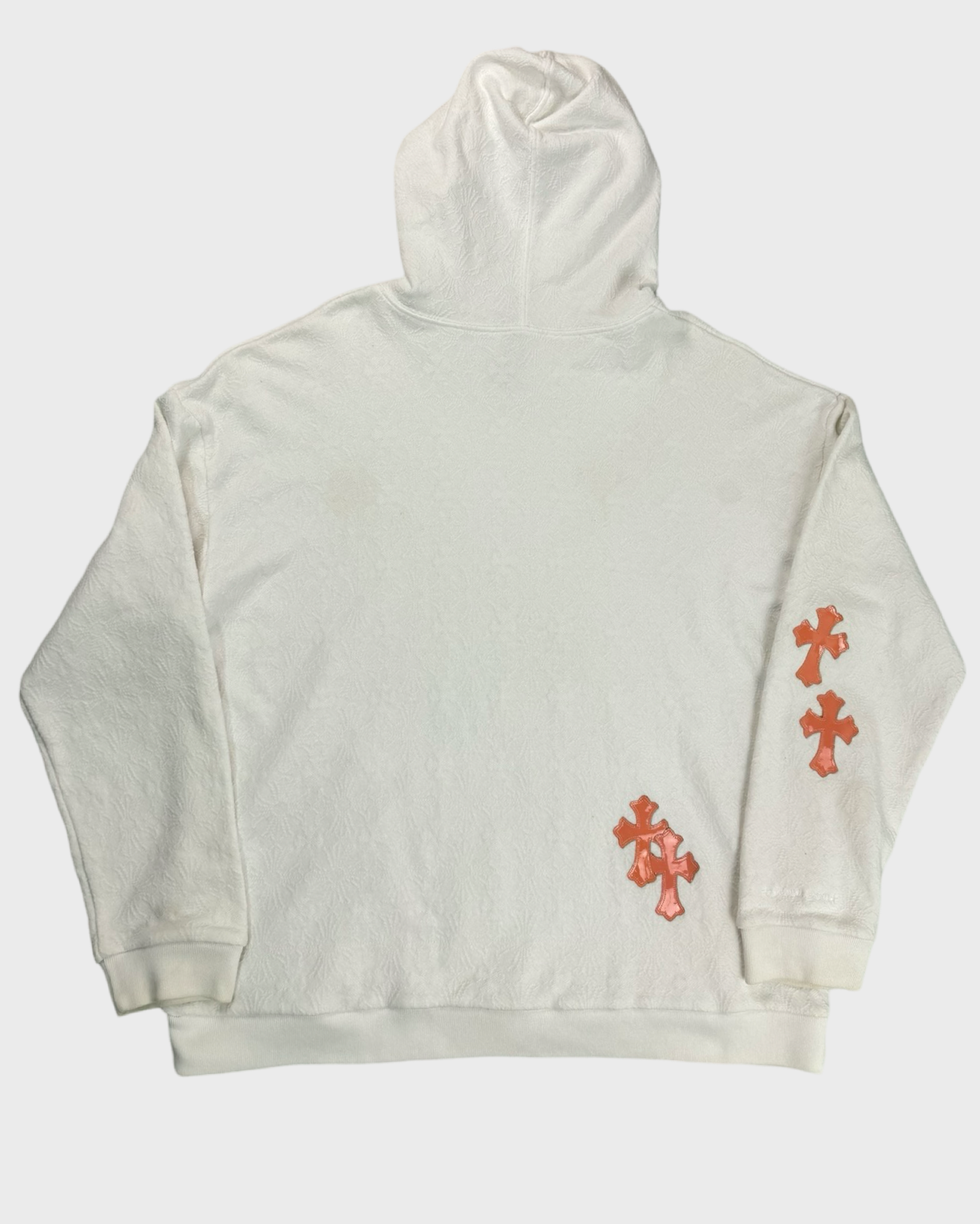 Chrome Hearts 1of1 VIC SPECIAL ORDER orange patent leather cross patched hoodie SZ:L