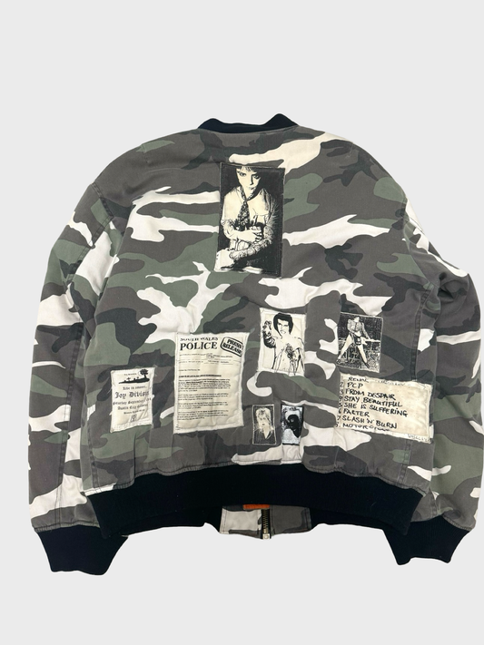 RAF SIMONS RIOT RIOT RIOT SNOW CAMO MA1 BOMBERJACKET SZ:OS