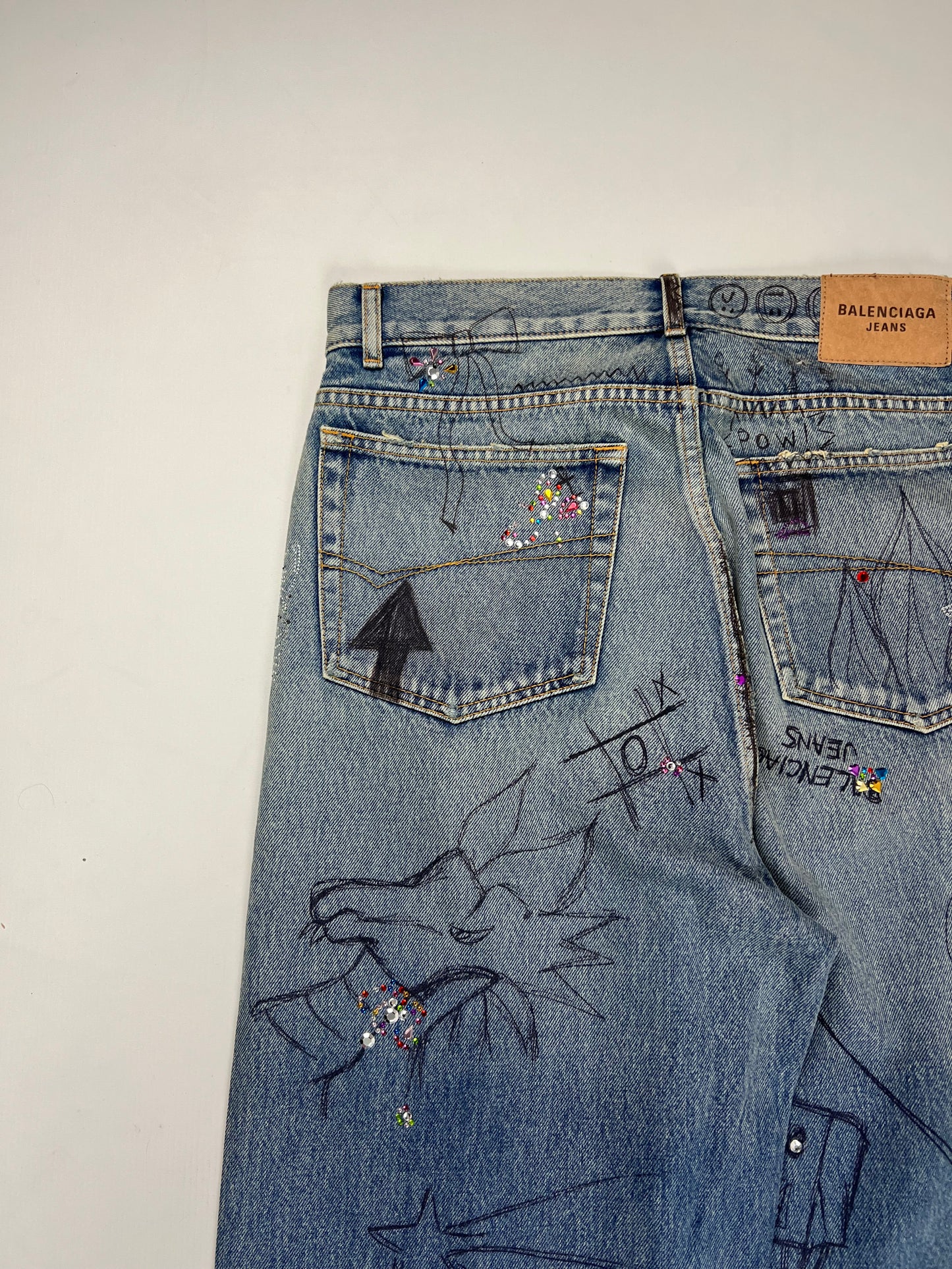 Balenciaga AW22 rhinestone ripped Jeans SZ:XS