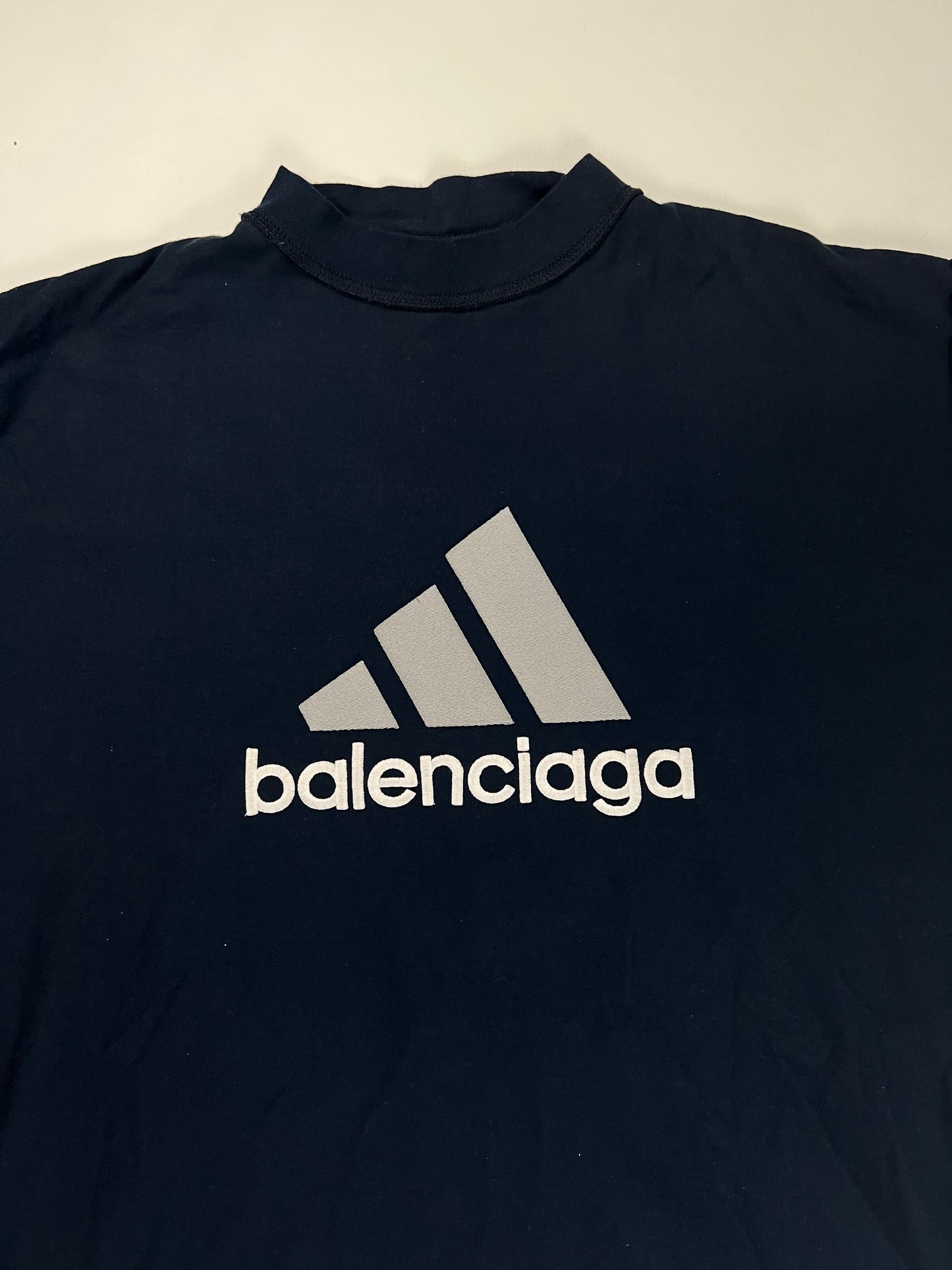 Balenciaga x Adidas navy inside out T-shirt in navy SZ:1