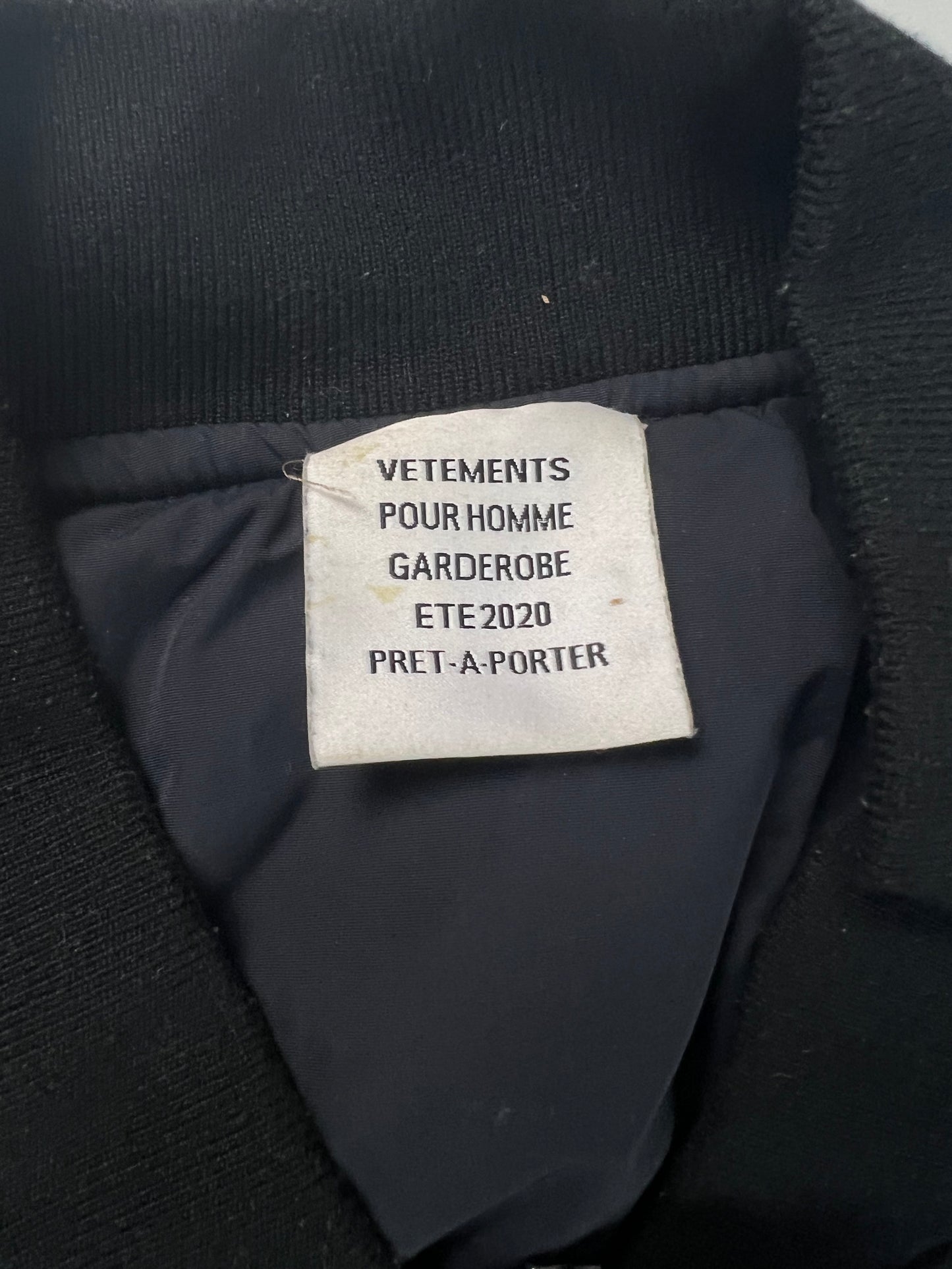 Vetements SS20 runway police security guard padded bomber Jacket SZ:S