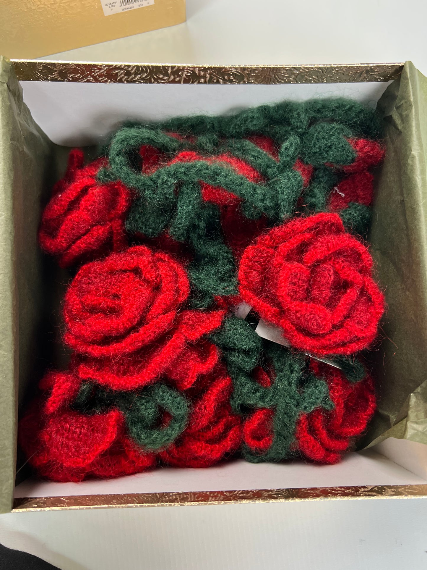 Undercover AW21 red roses knitted mohair scarf SZ:OS