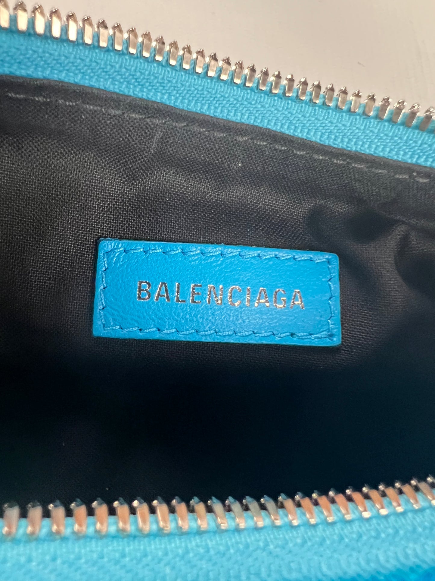 Balenciaga ELECTRIC Blue CRUSHED VELVET LE CAGOLE XS Bow Bag SZ:OS