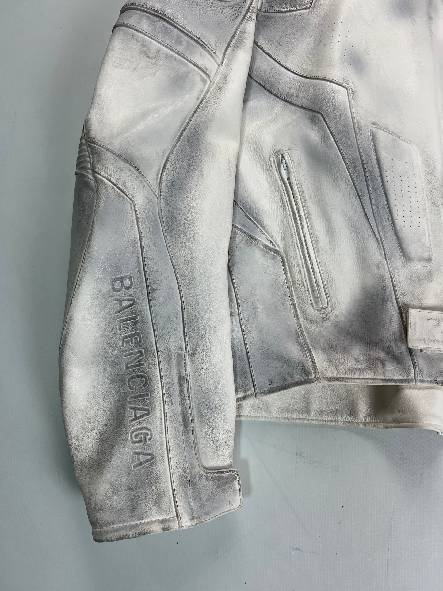 Balenciaga SS23 mudshow white Leather Jacket SZ:1