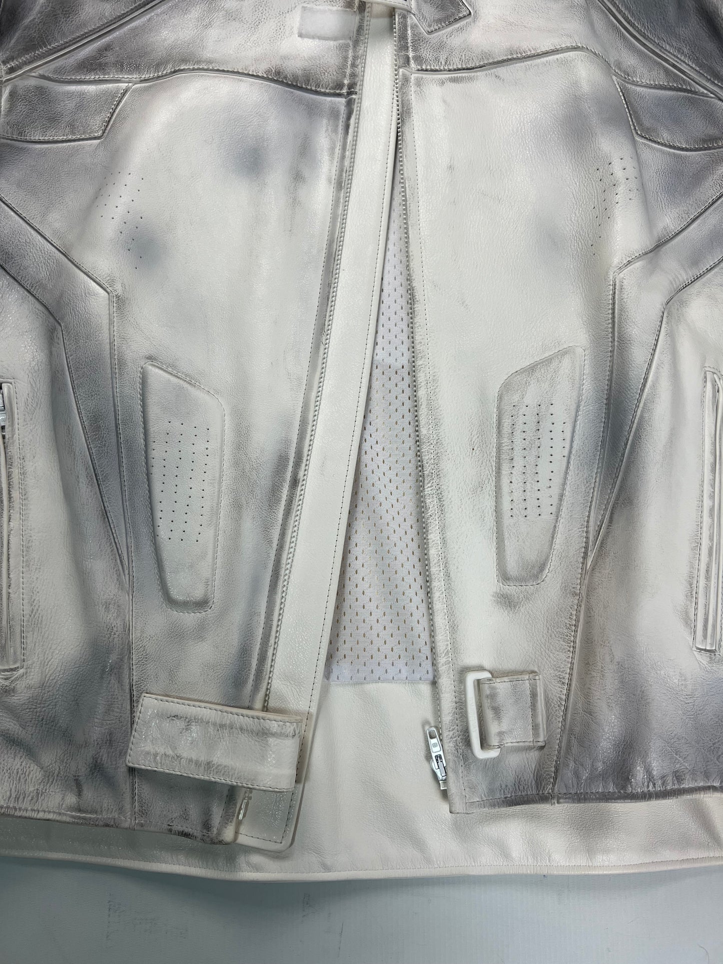 Balenciaga SS23 mudshow white Leather Jacket SZ:1