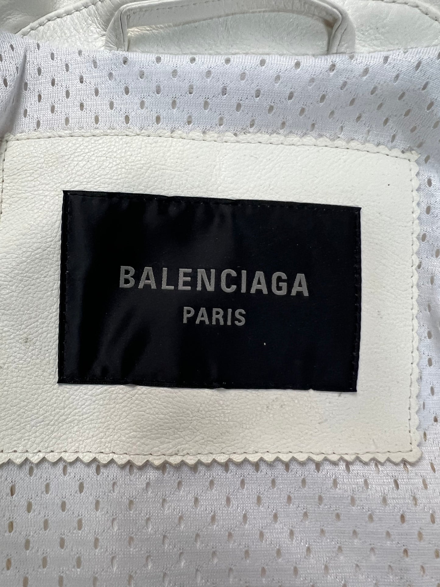 Balenciaga SS23 mudshow white Leather Jacket SZ:1