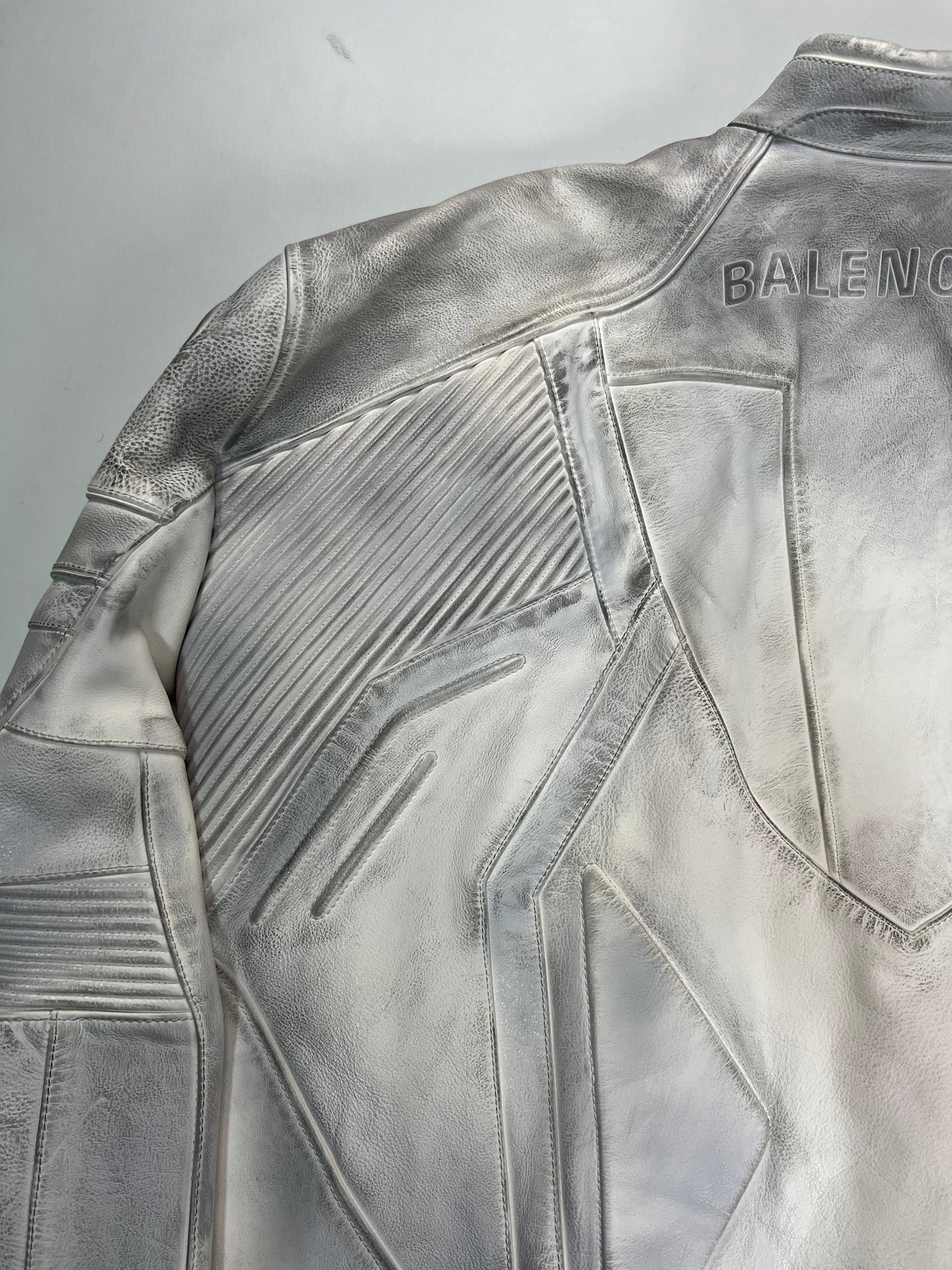 Balenciaga SS23 mudshow white Leather Jacket SZ:1
