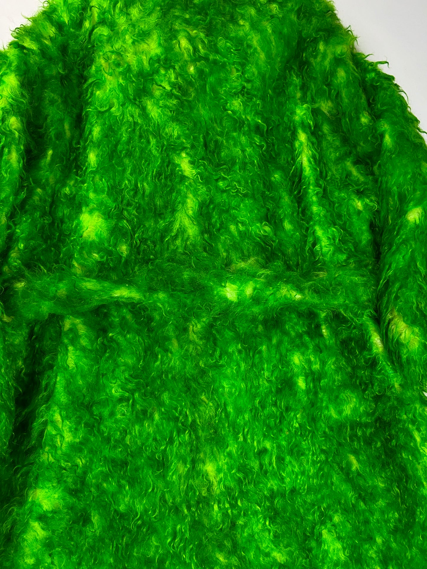 Balenciaga AW22 lost tape runway green faux fur furry Grinch Coat SZ:1