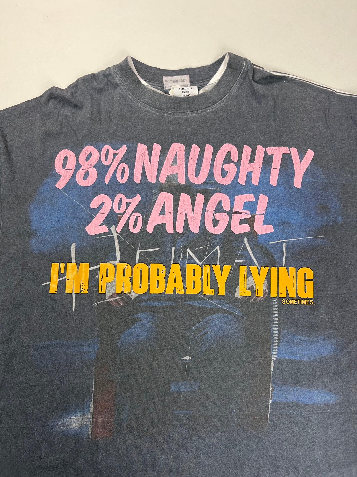 VETEMENTS AW18 NAUGHTY/ANGEL trompe loeil longsleeve tee SZ:S