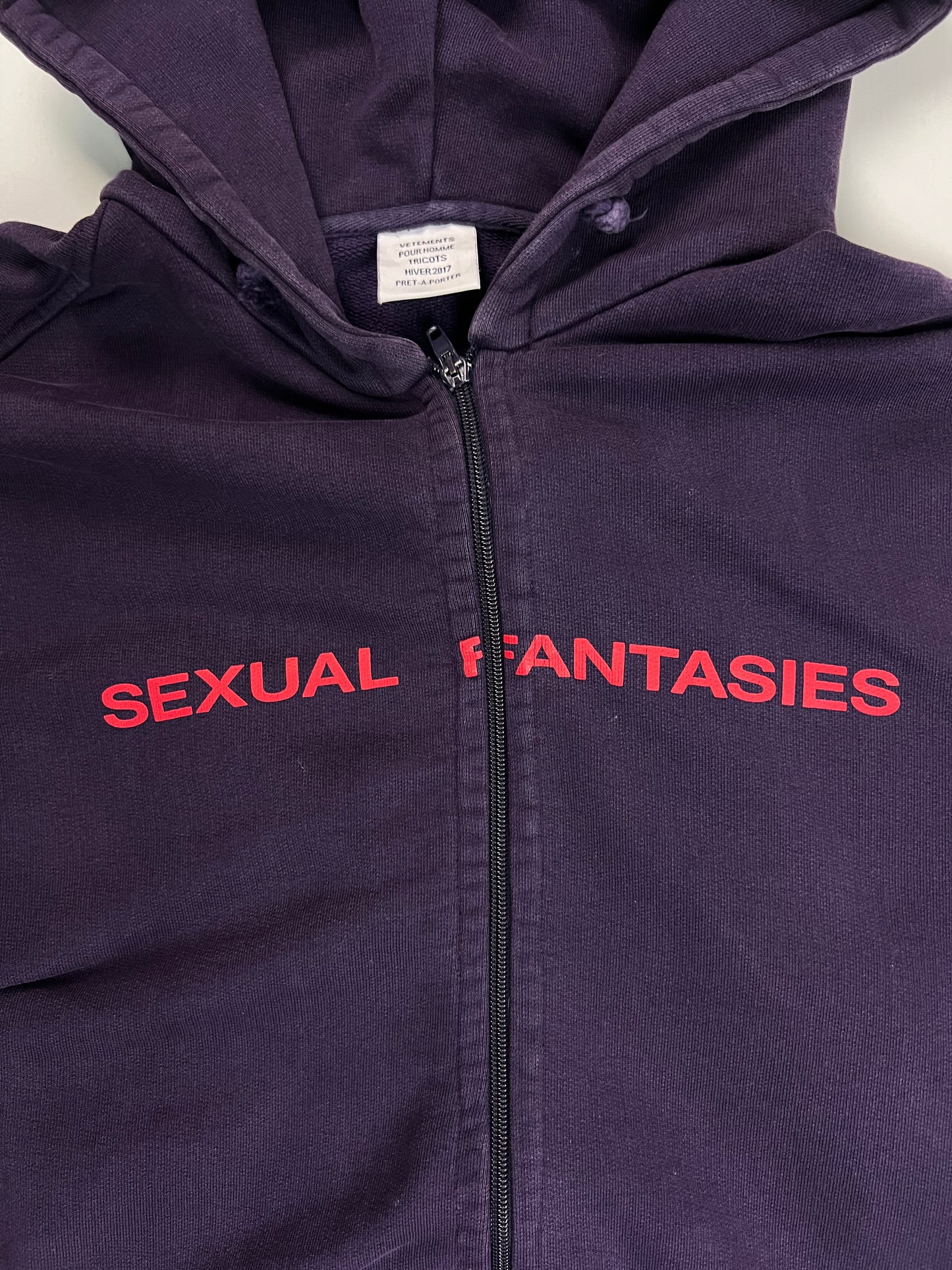 Vetements AW16 Sexual Fantasies ZIP-up Hoodie SZ:S