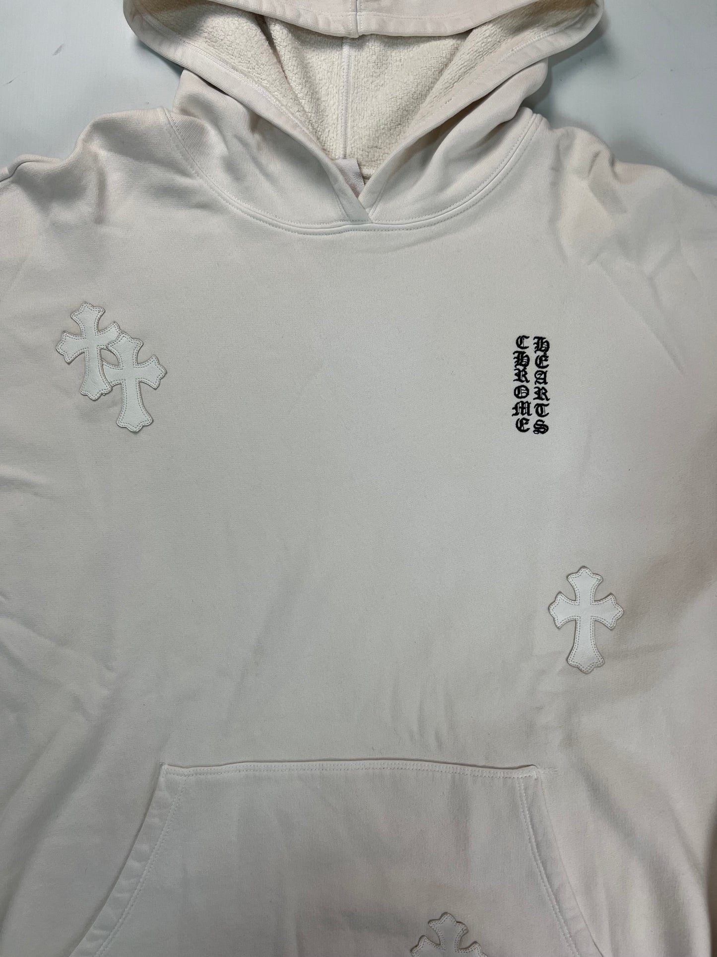 Chrome Hearts cross patched Hoodie in White SZ:L