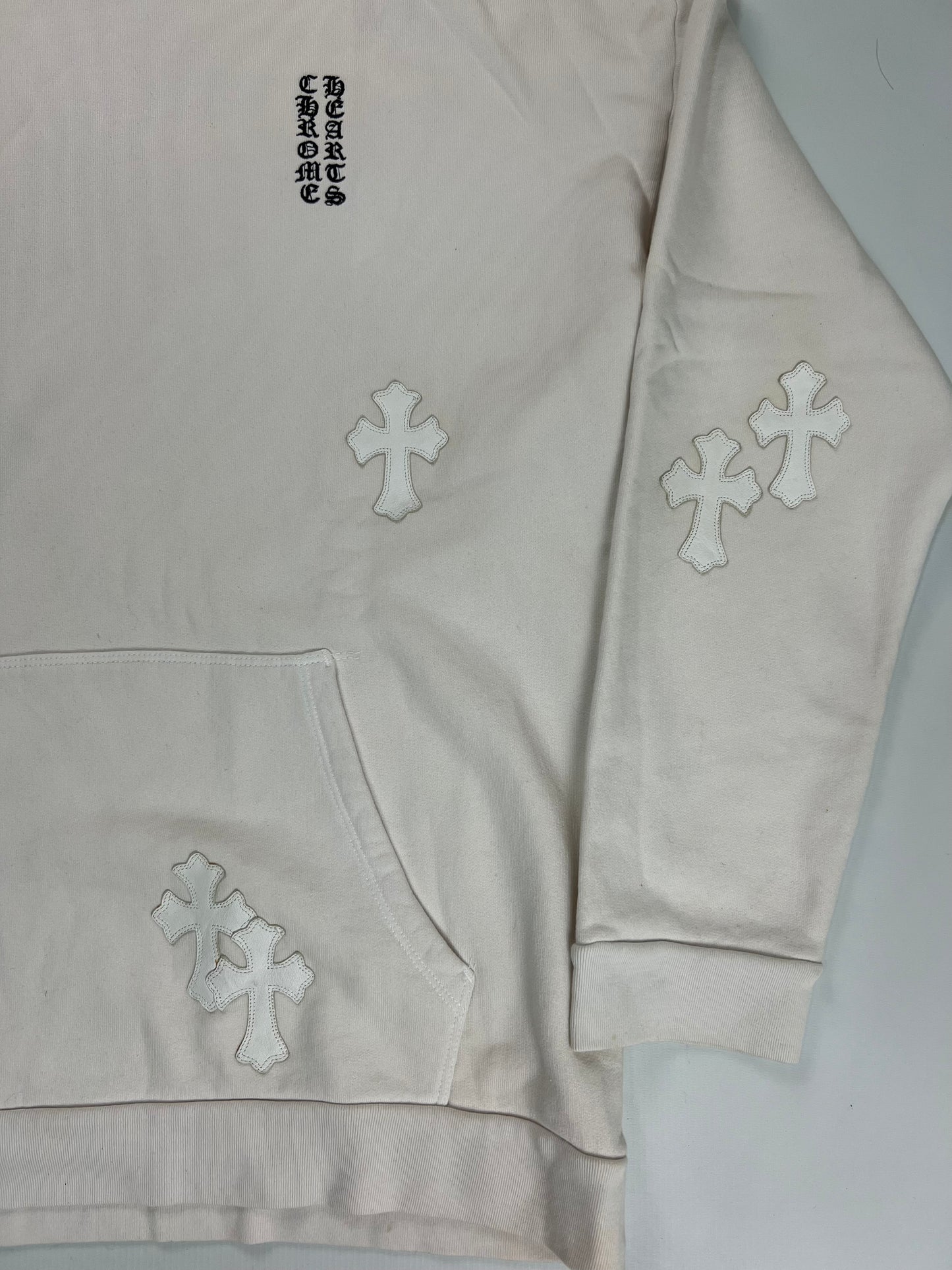 Chrome Hearts cross patched Hoodie in White SZ:L