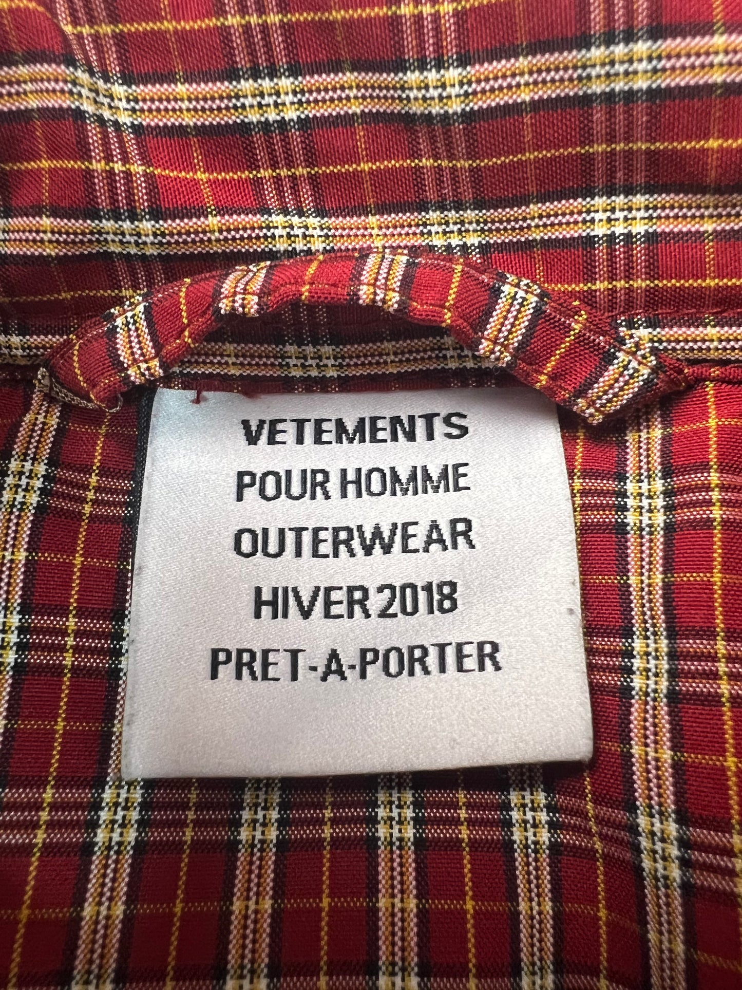 Vetements AW17 checkered runway fleece lined padded Jacket SZ:L