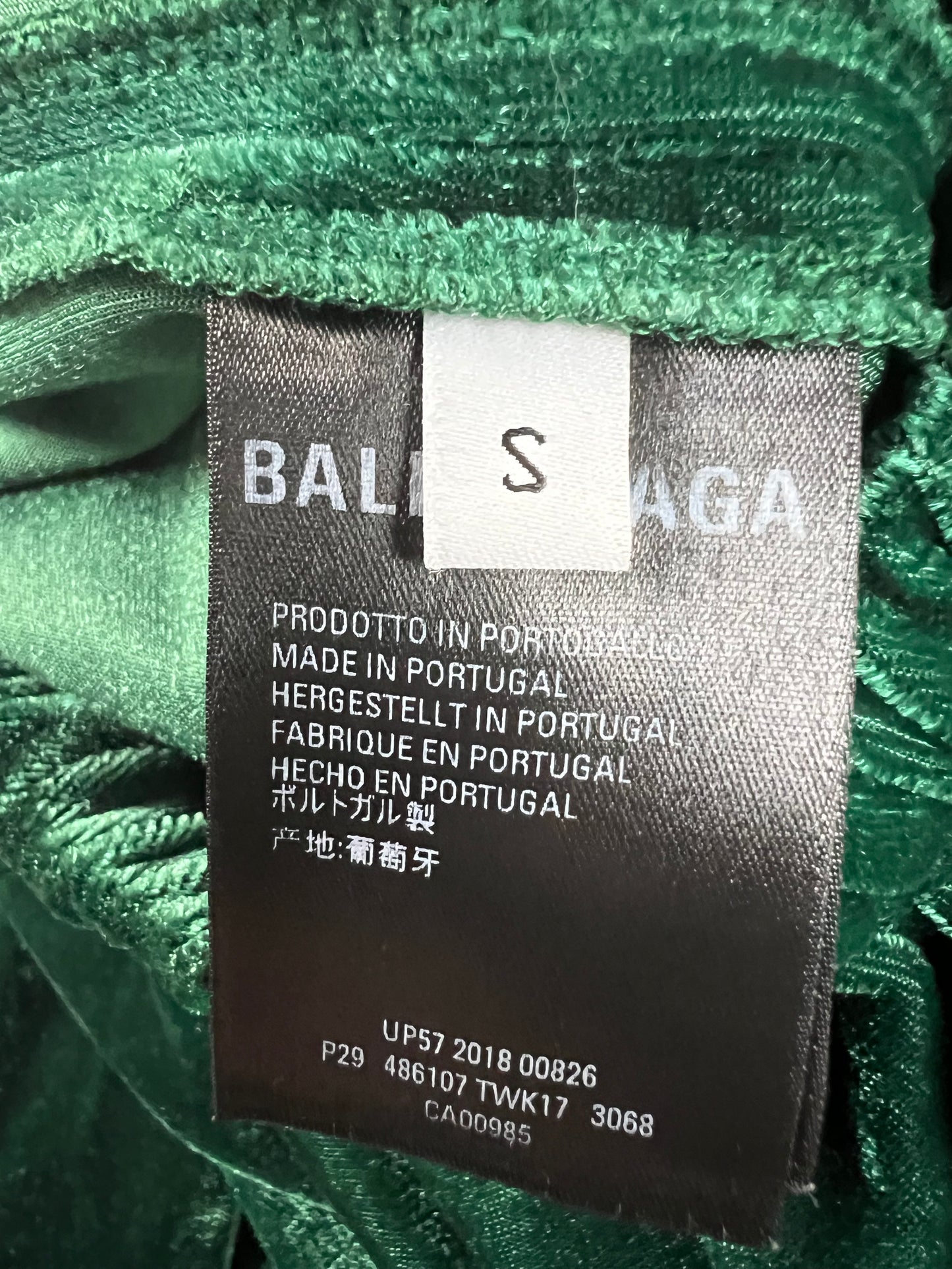 Balenciaga AW17 runway baggy Green velvet Sweatpants SZ:S