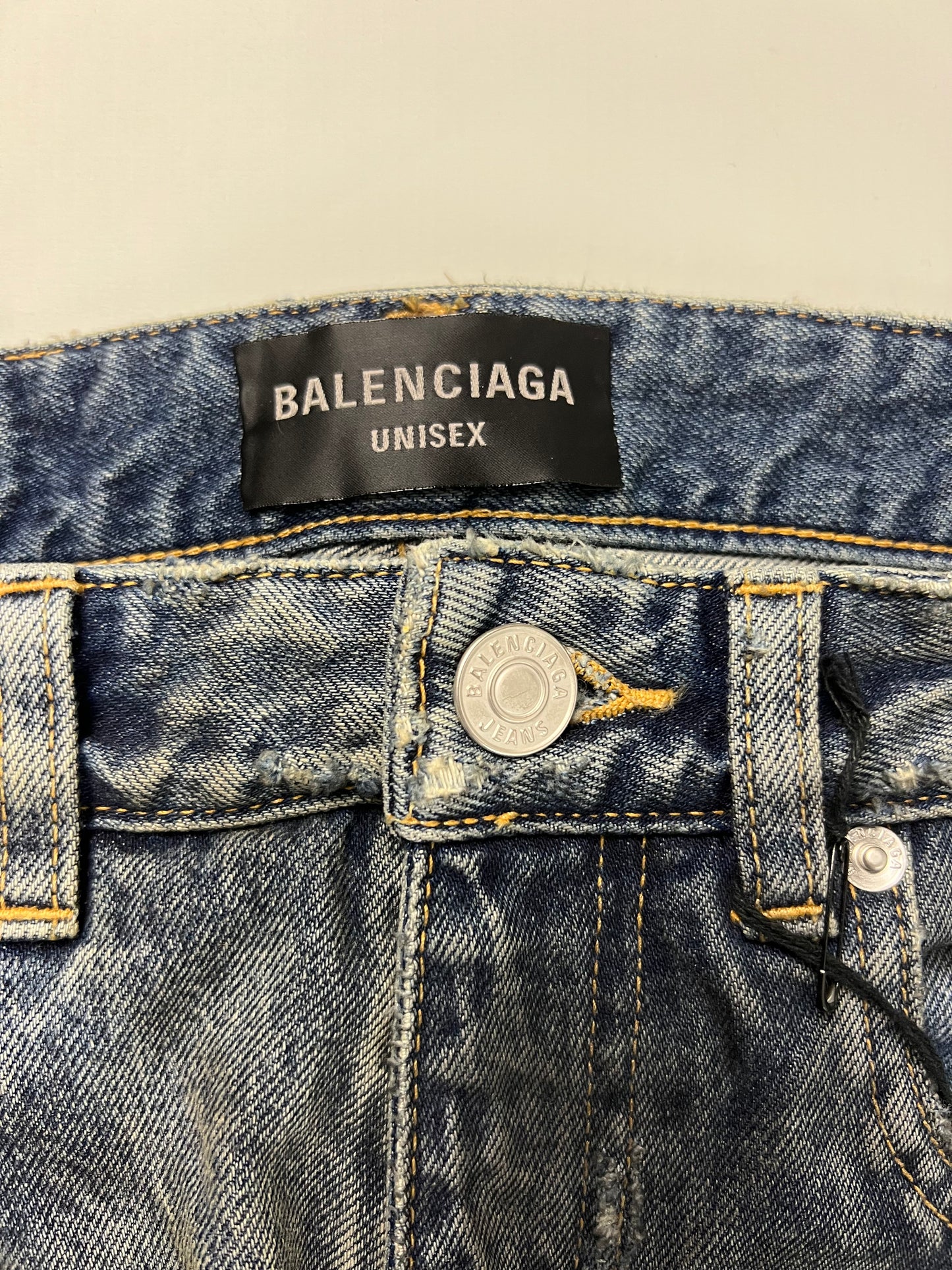 Balenciaga SS23 mudshow oiled distressed straight leg Jeans SZ:XS