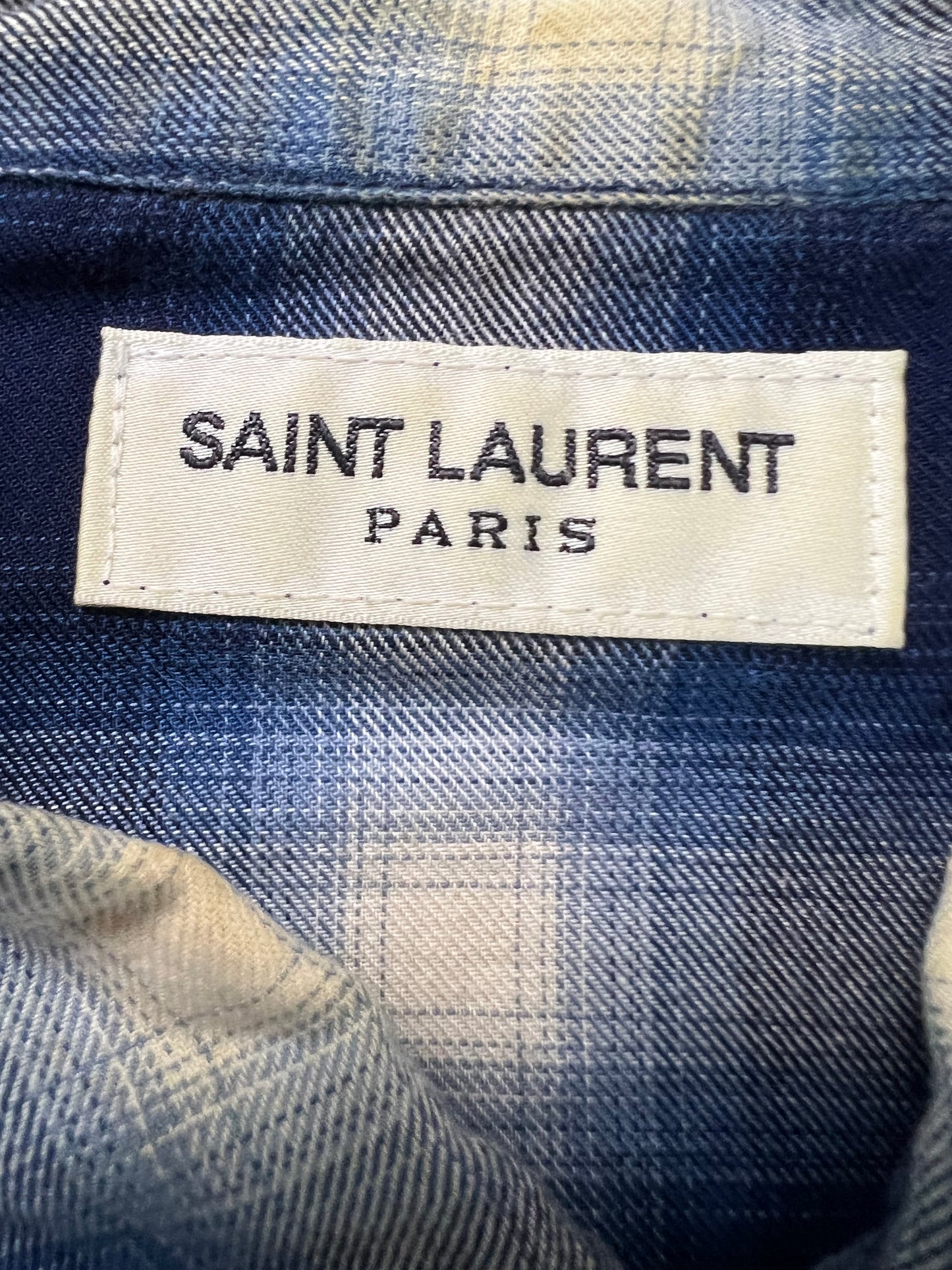 Saint Laurent Paris AW16 Flannel Blue Shirt SZ:M