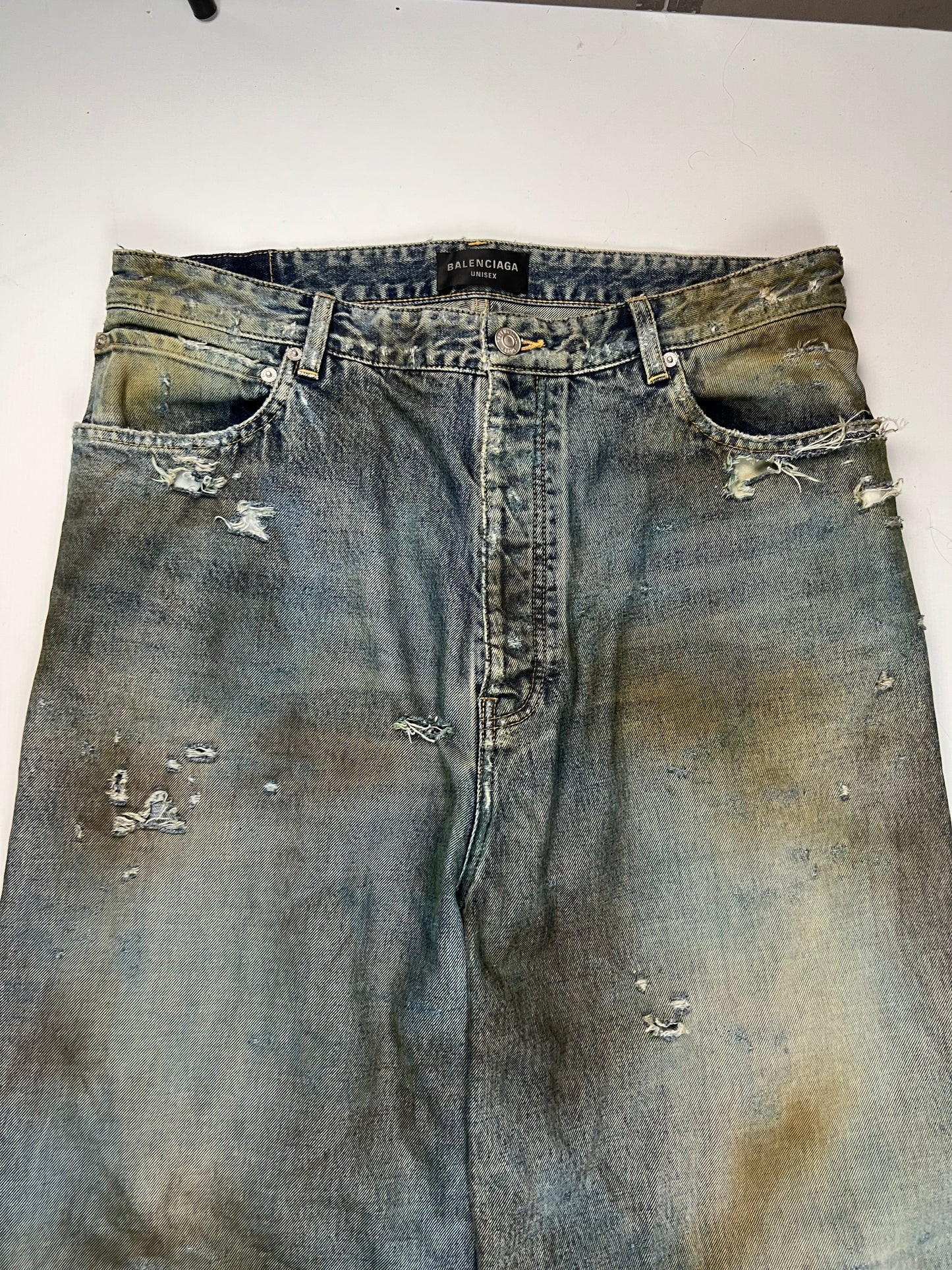 Balenciaga Super Destroyed Ripped Jeans Sample Blue SZ:OS