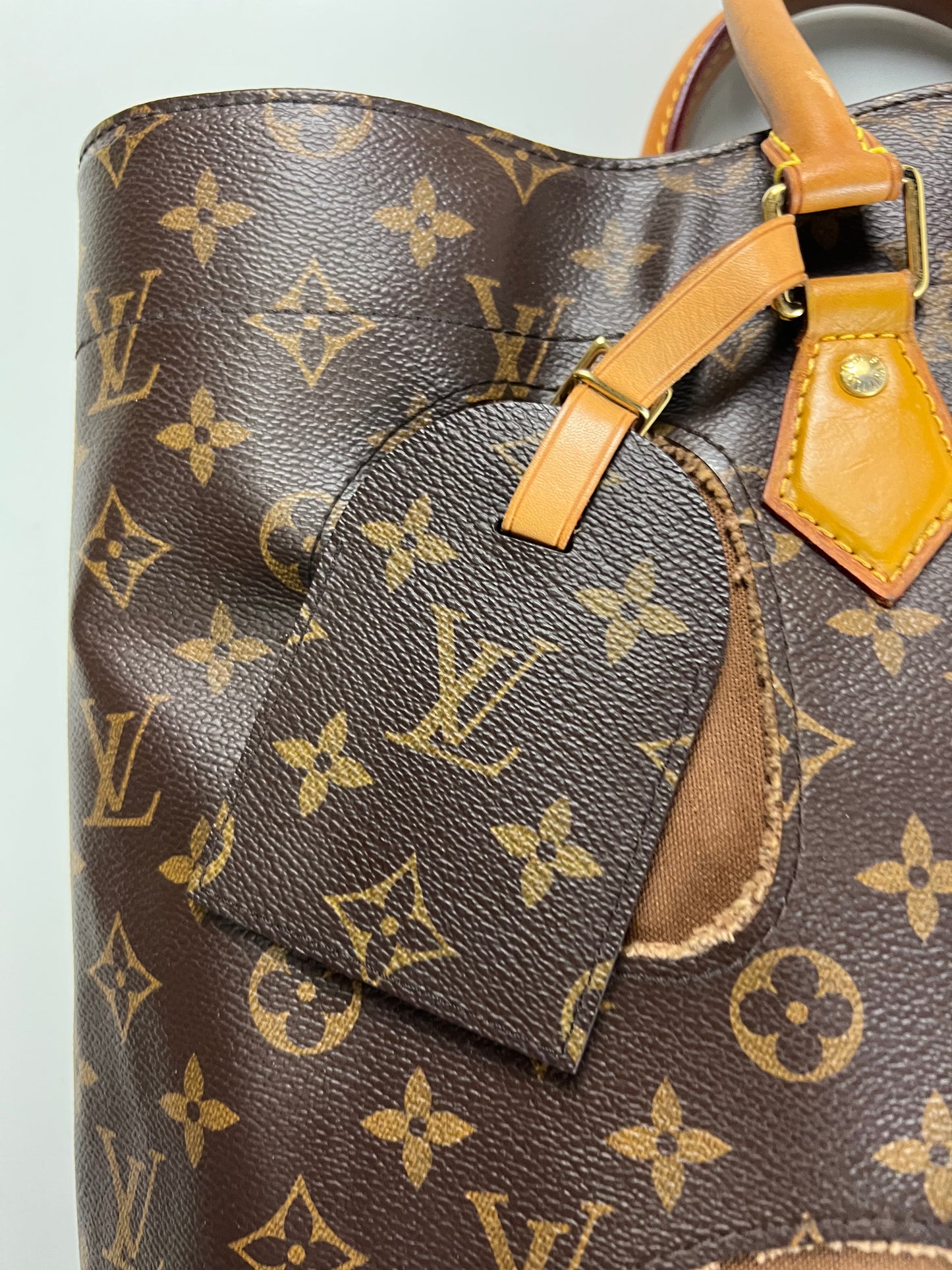 Louis Vuitton Rei Kawakubo SS14 CDG tote bag with holes brown monogram SZ:OS