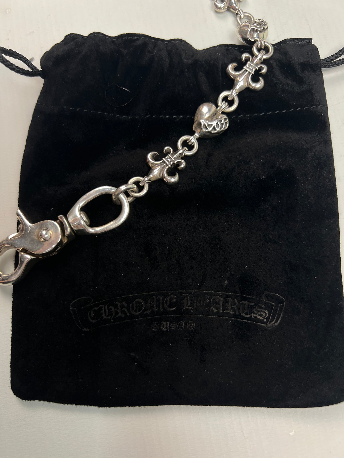 Chrome Hearts Hearts + Fleur de lis Wallet Chain double clasp SZ:OS