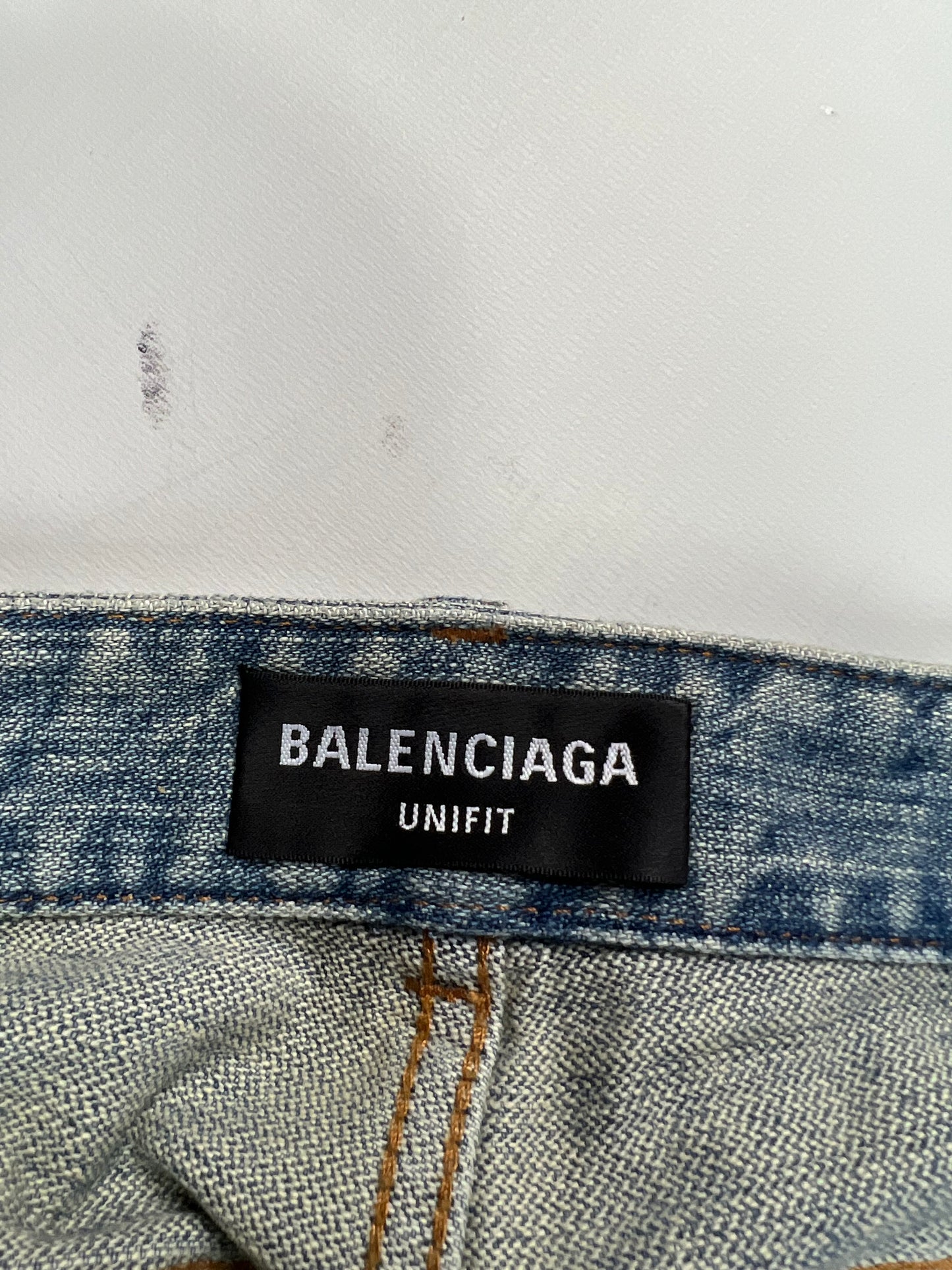 Balenciaga hybrid trompe loeil Jeans sewn on checkered Shirt SZ:S