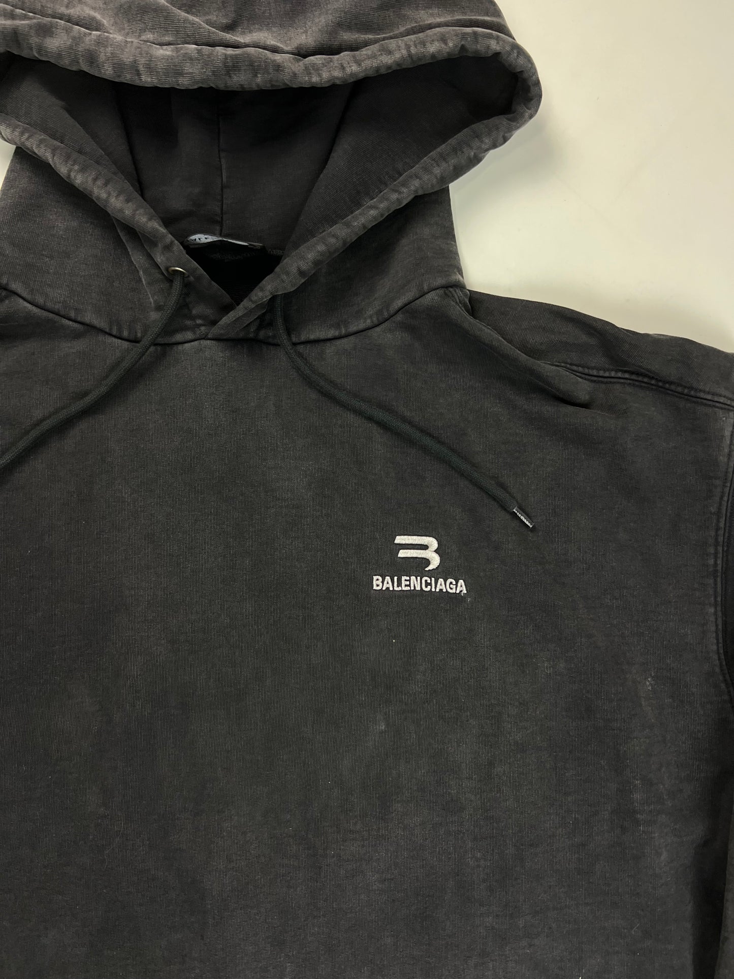 Balenciaga sporty B Logo Hoodie washed out black SZ:XL