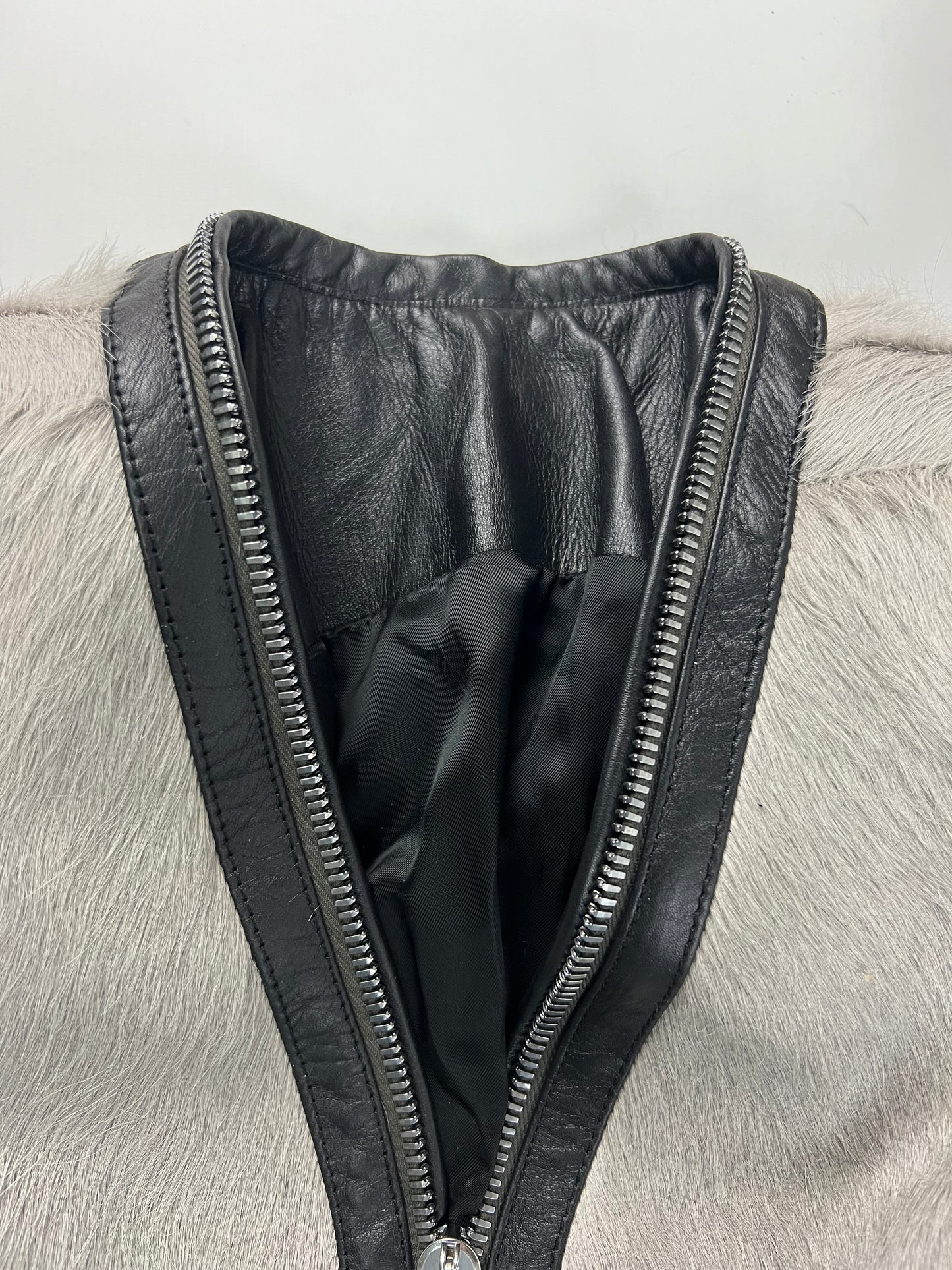 Rick Owens AW22 horned shoulders Klaus jacket grey ponyhair SZ:40