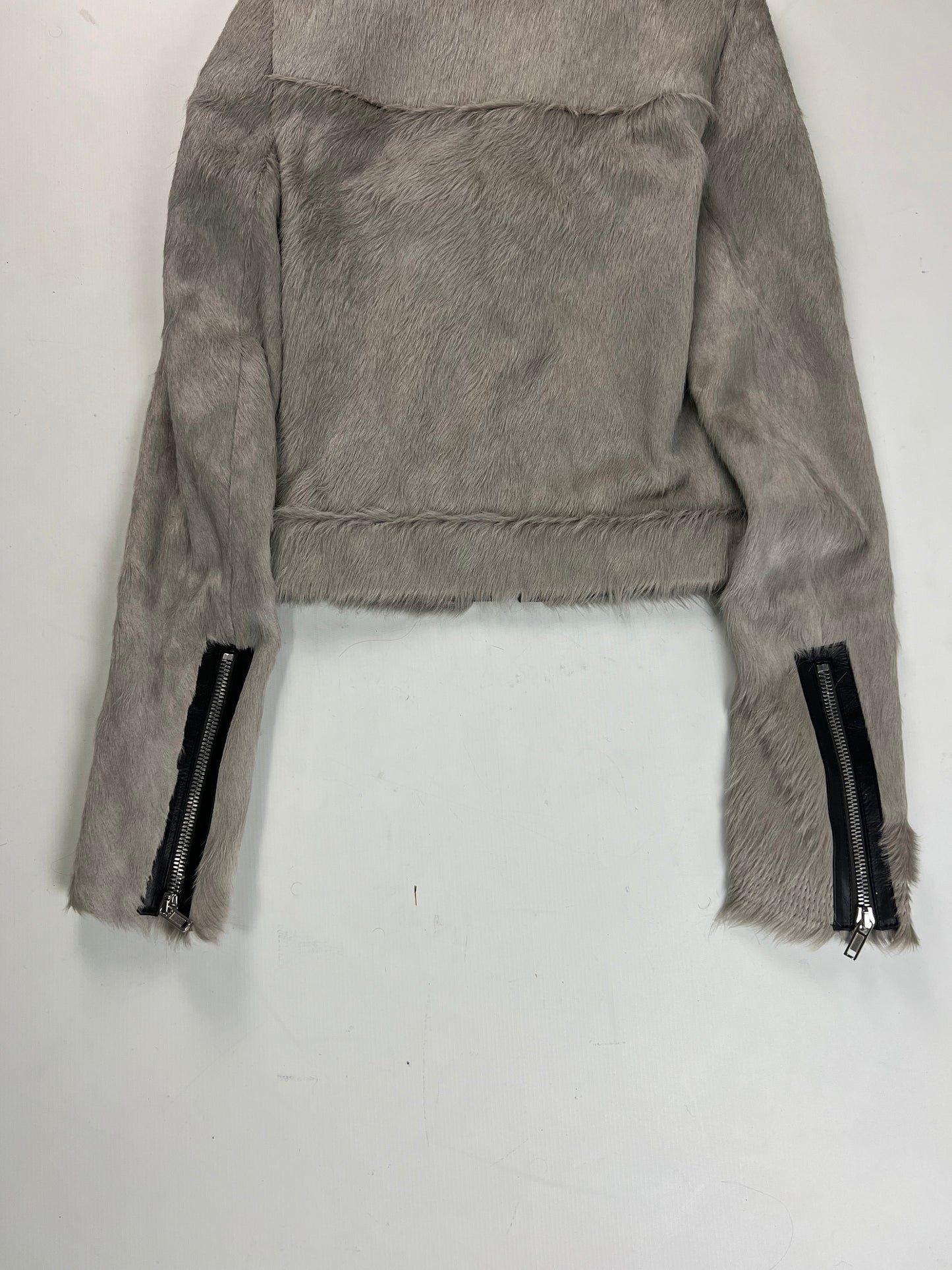 Rick Owens AW22 horned shoulders Klaus jacket grey ponyhair SZ:40