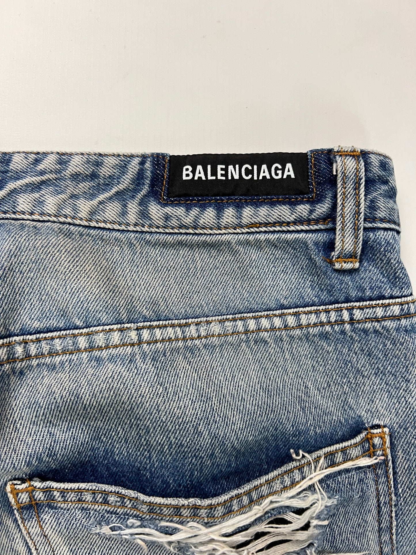 Balenciaga AW20 Double Layered Ripped Jeans SZ:W32