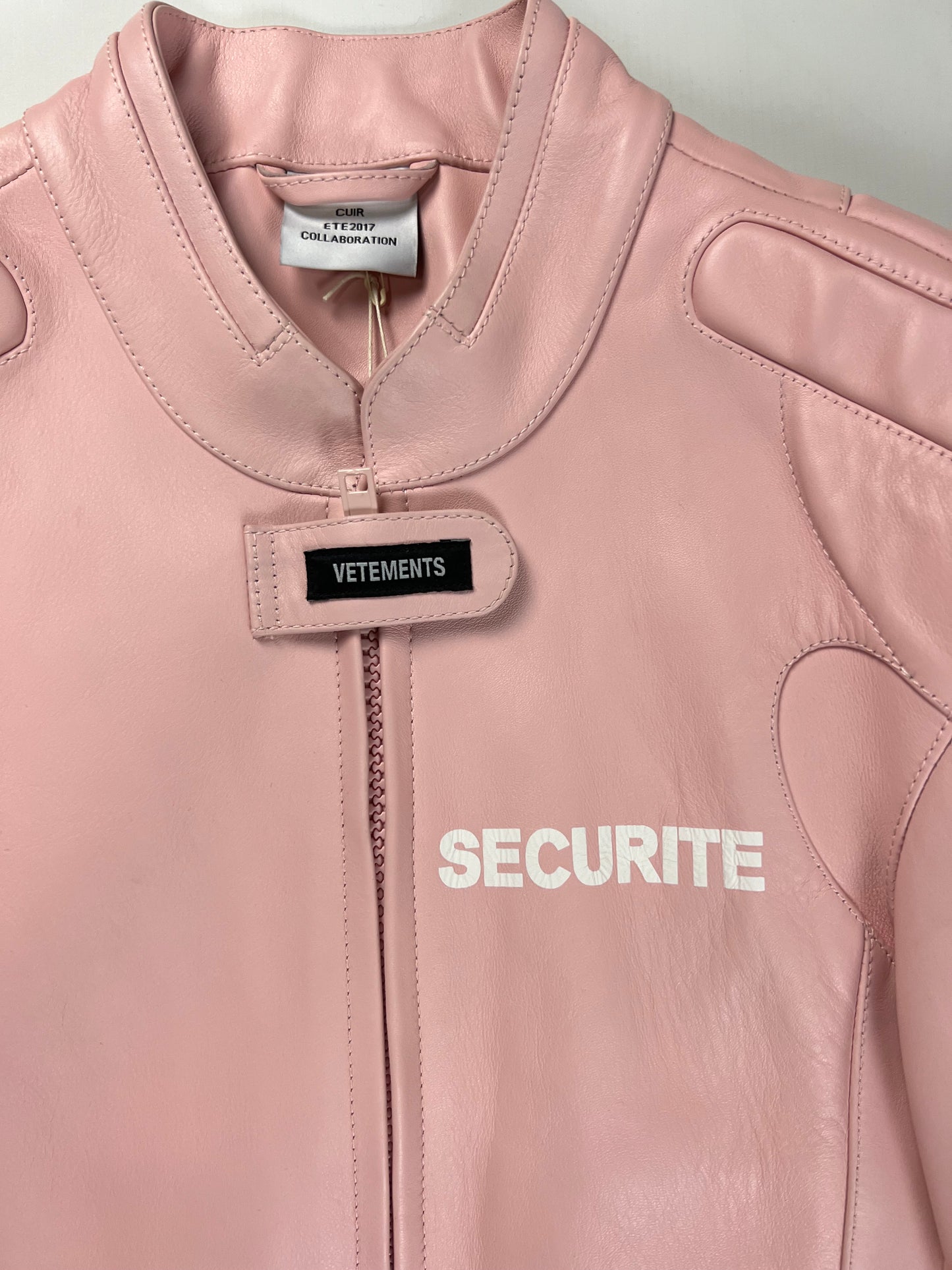 Vetements AW17 Securite PINK MOTO Leather Jacket SZ:XS