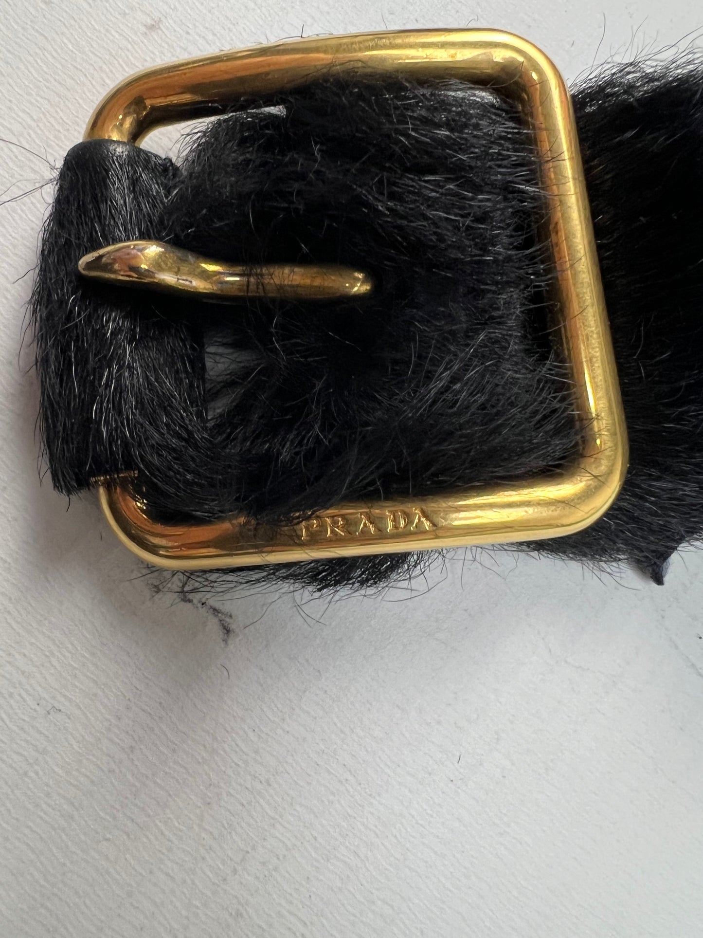 Prada Ponyhair Belt Black SZ:85