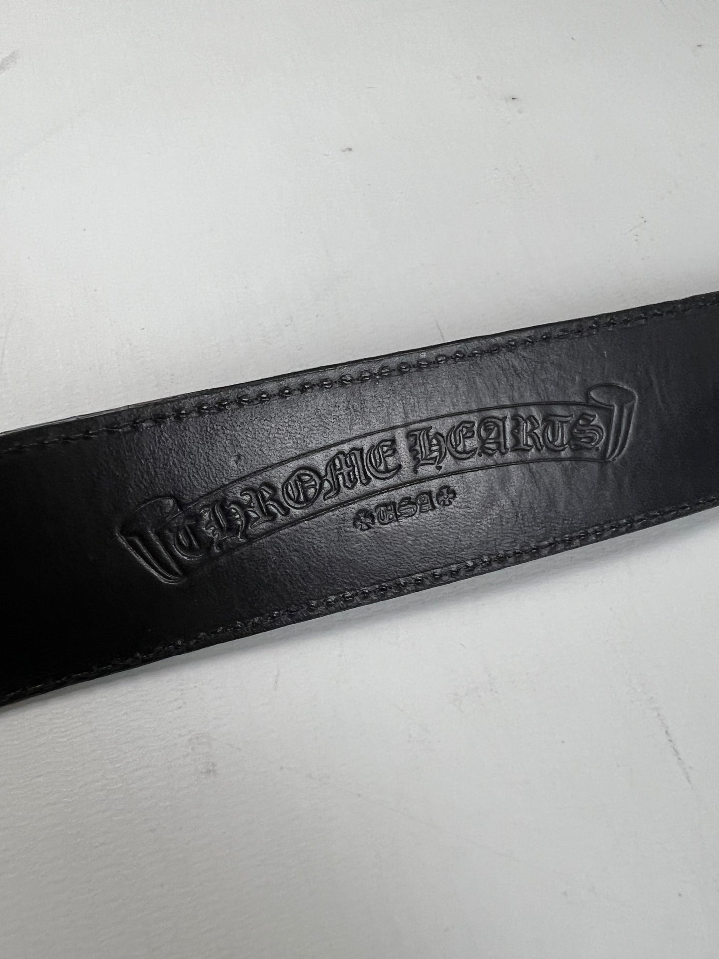 Chrome Hearts Black suede cross patched Belt strap SZ:36