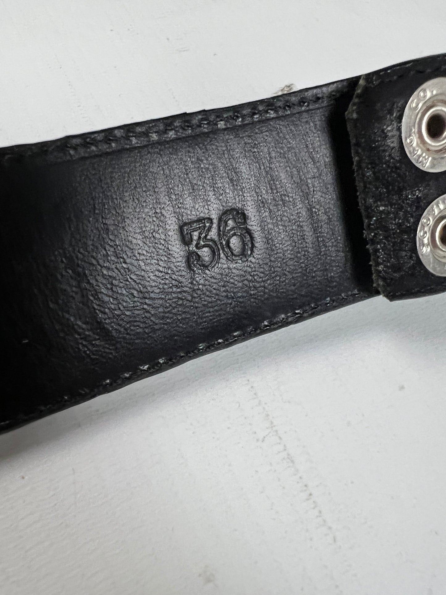 Chrome Hearts Black suede cross patched Belt strap SZ:36