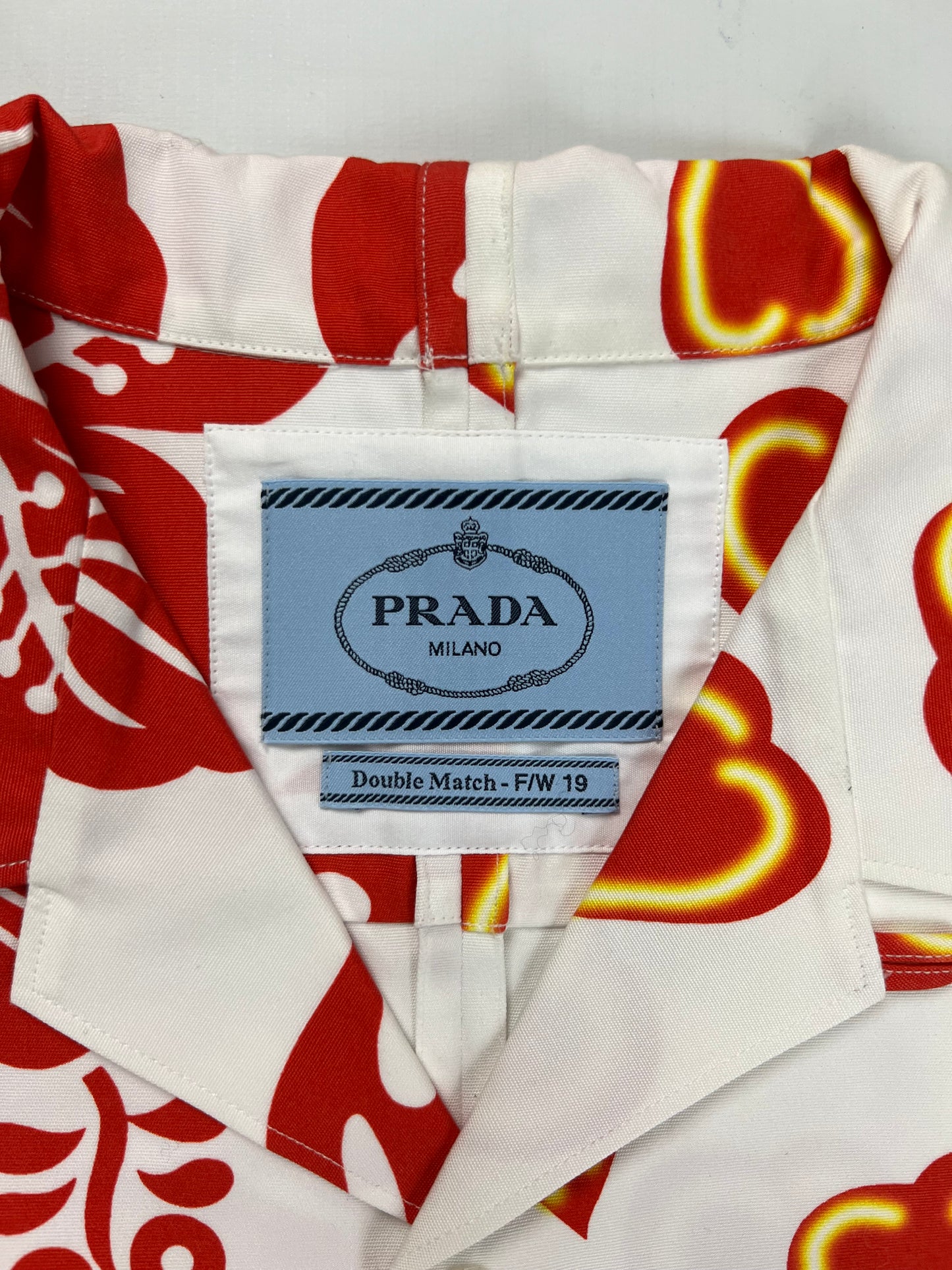 Prada Double Match split bowling shirt hearts & flowers SZ:M