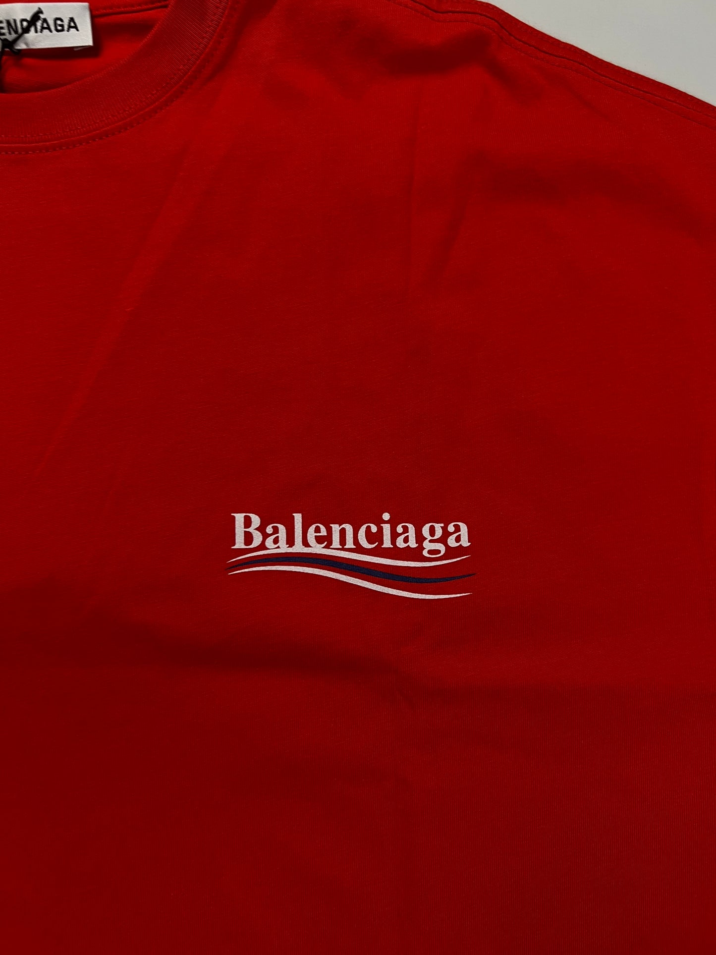 Balenciaga red politcal logo campaign T-Shirt Red SZ:XS