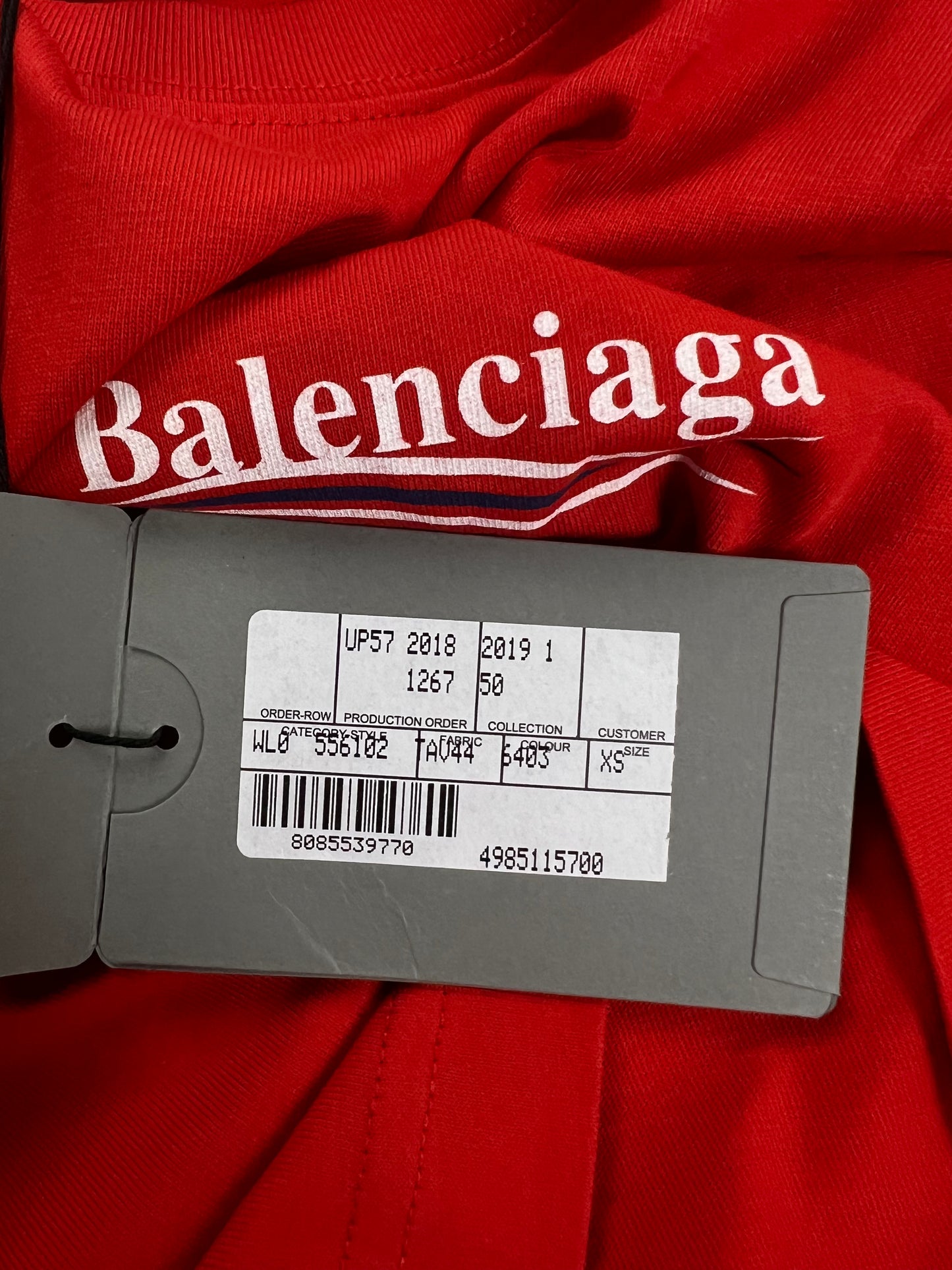 Balenciaga red politcal logo campaign T-Shirt Red SZ:XS