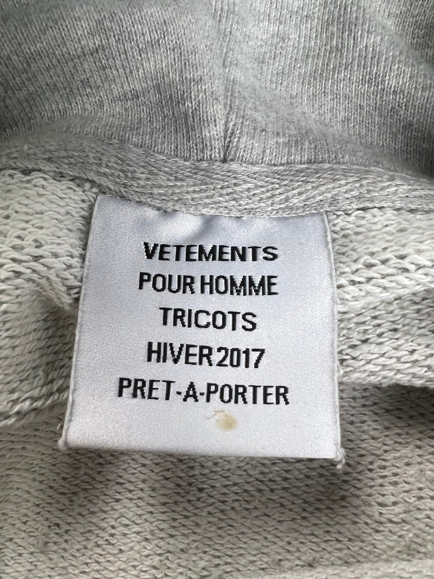 Vetements AW16 Eleven Inch Gun Club Hoodie Grey SZ:M