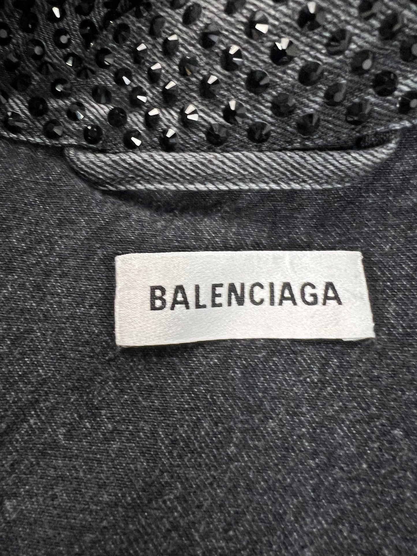 Balenciaga Rhinestone assymetric denim Jeans Jacket SZ:34