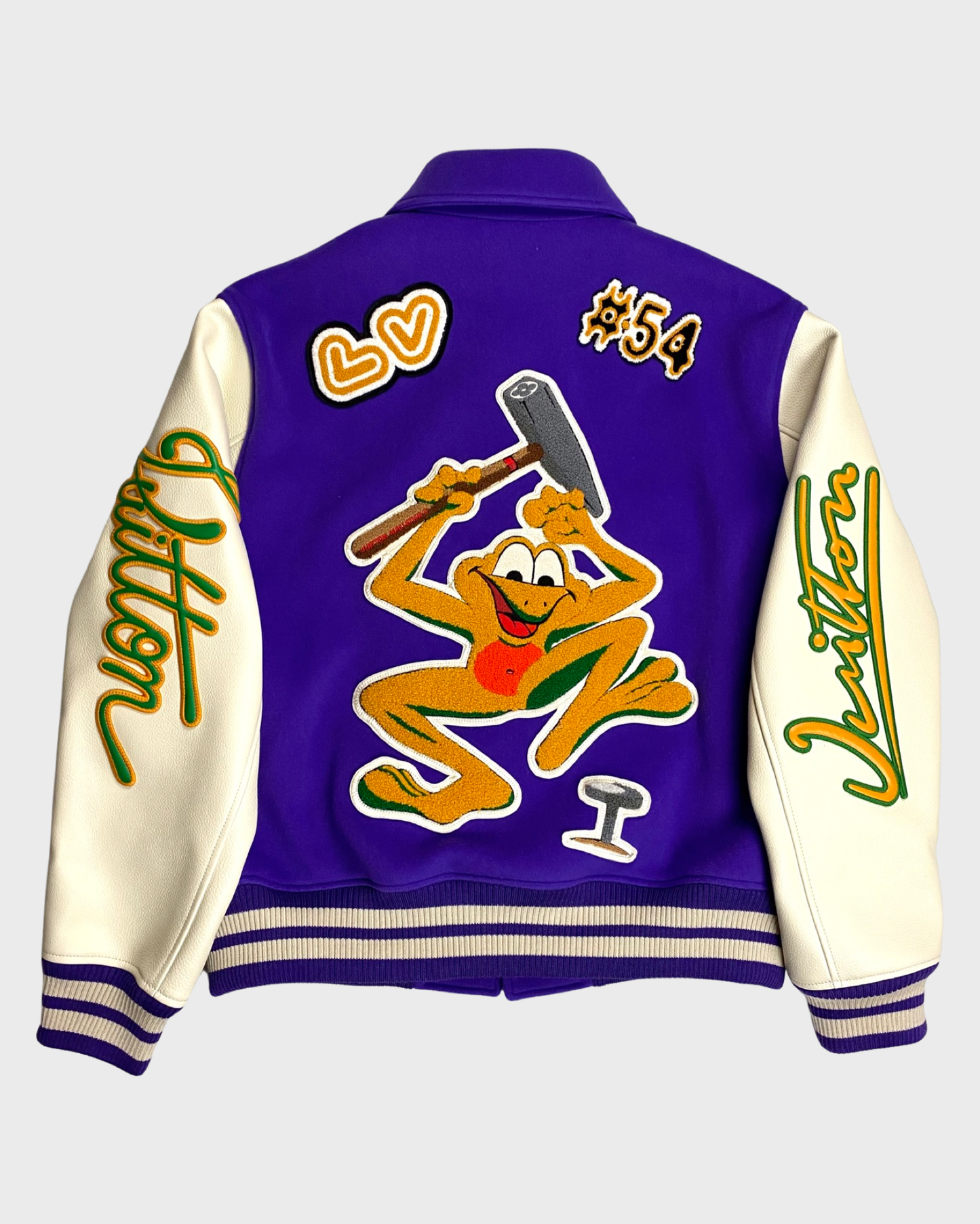 LV AW22 purple frog varsity jacket SZ:48