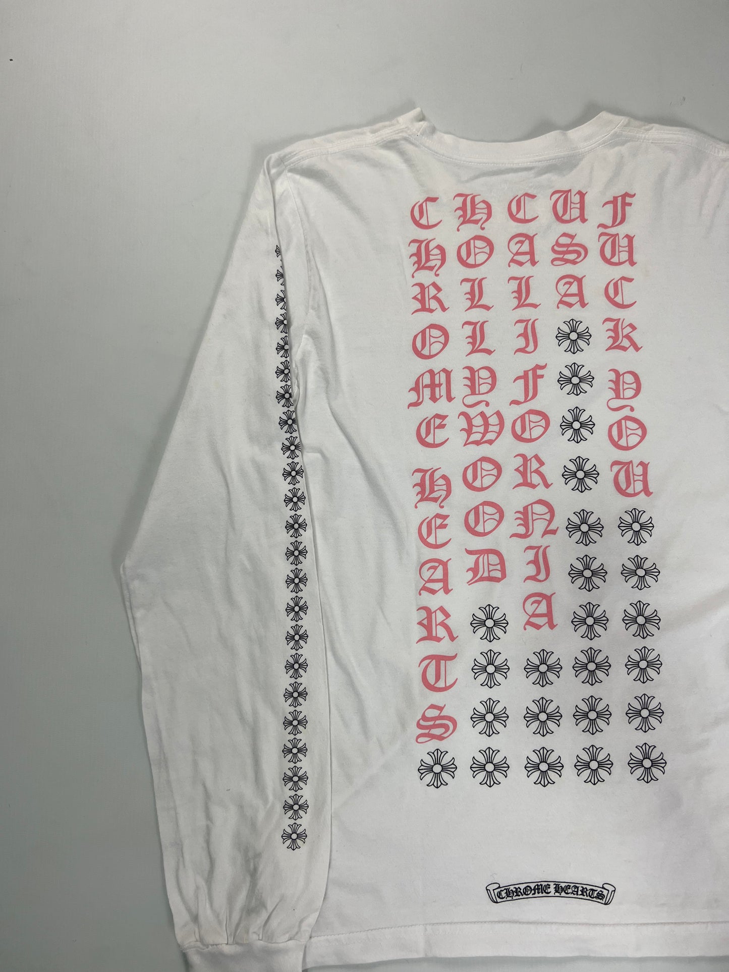CHROME HEARTS hollywood cross white & pink longsleeve SIZE:S