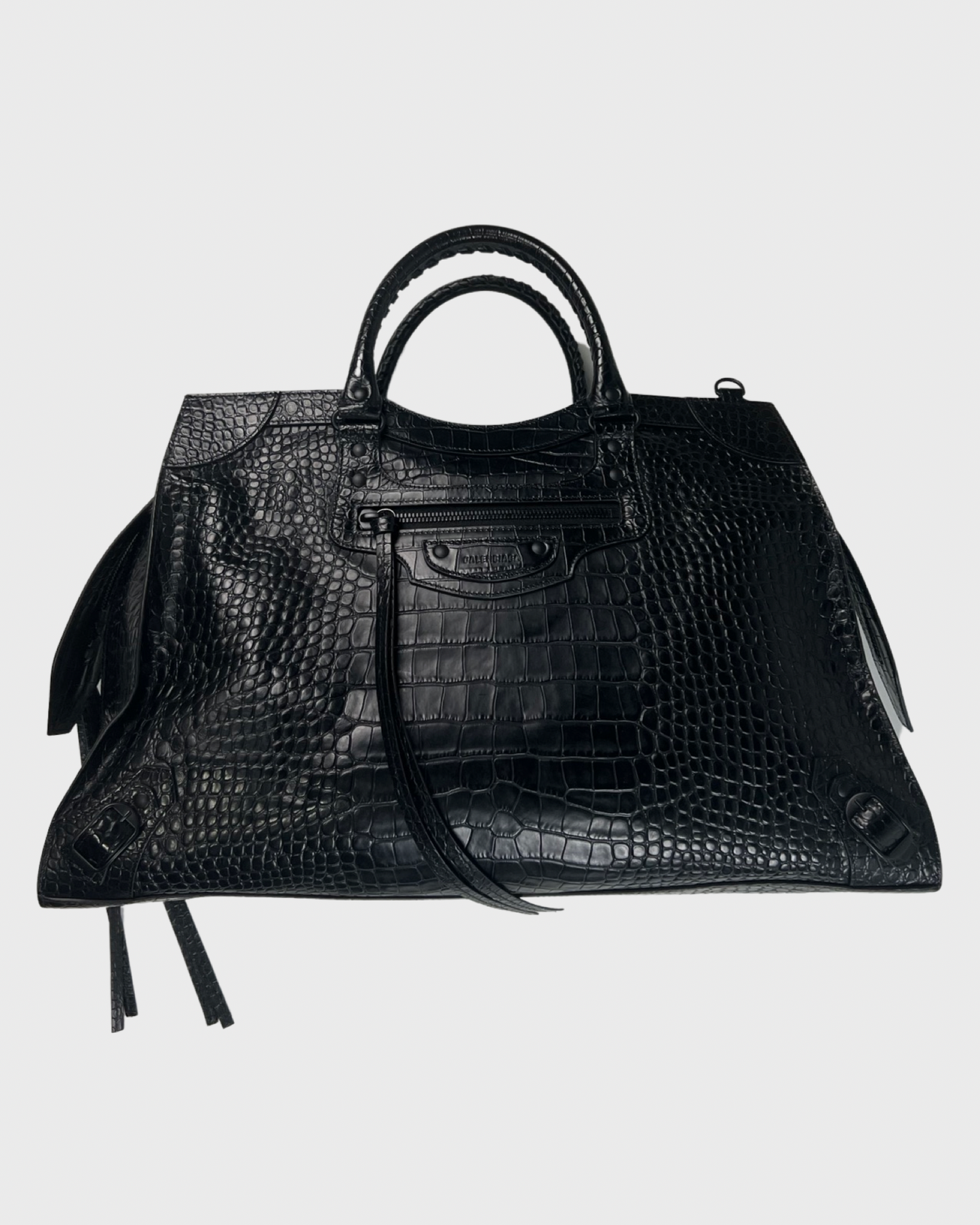 Balenciaga Black Croc Nano Classic City Bag