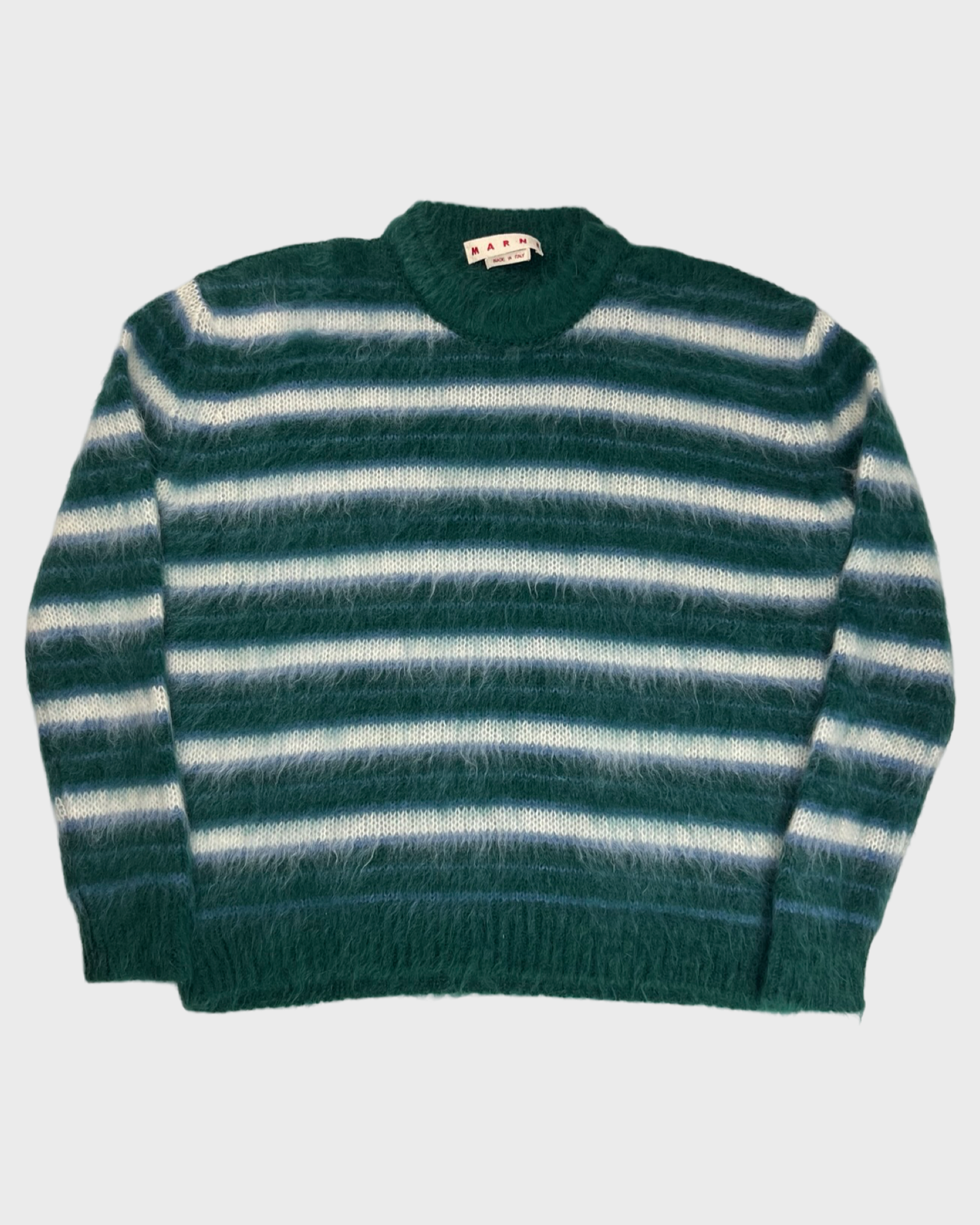 Marni mohair fuzzy knit Sweater Green/ white SZ:44