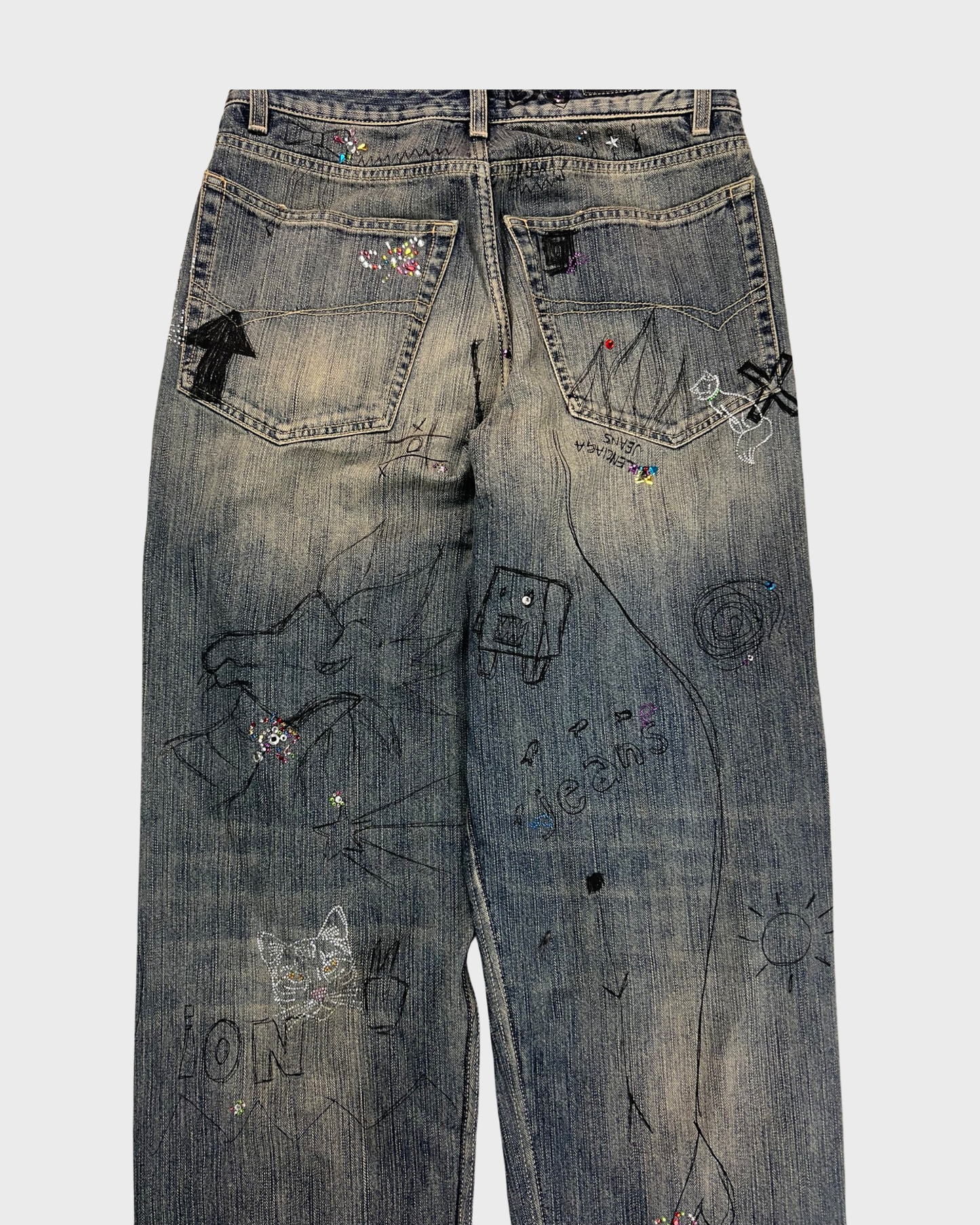 Balenciaga Rhinestone Jeans Rare Japanese Denim SZ:XS