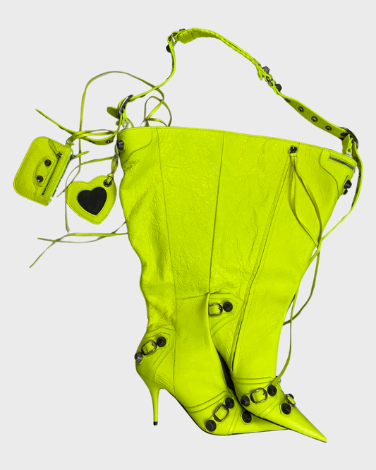 Balenciaga le cagole boot Shoe Bag fluo neon yellow SZ:OS