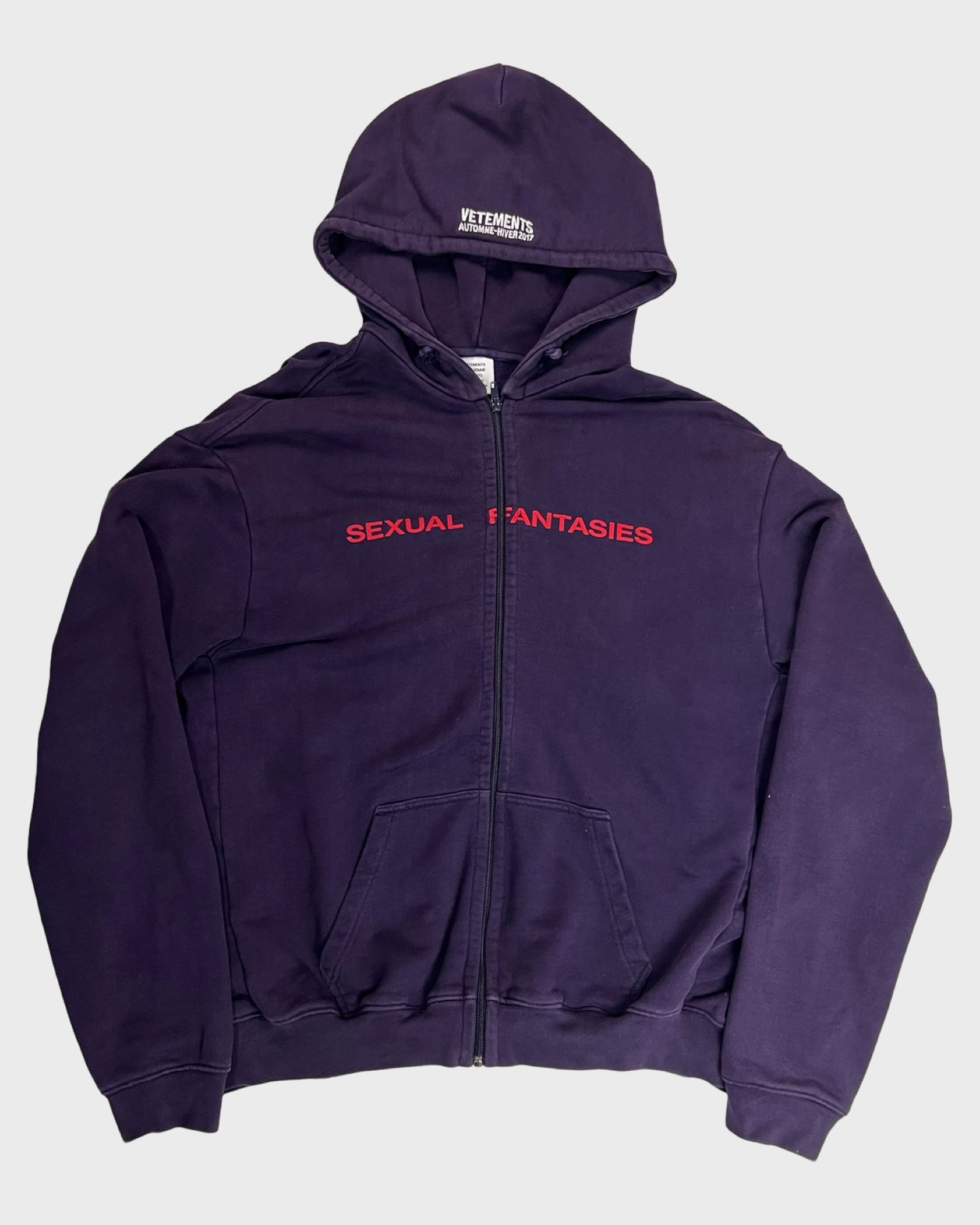 Vetements AW16 Sexual Fantasies ZIP-up Hoodie SZ:S