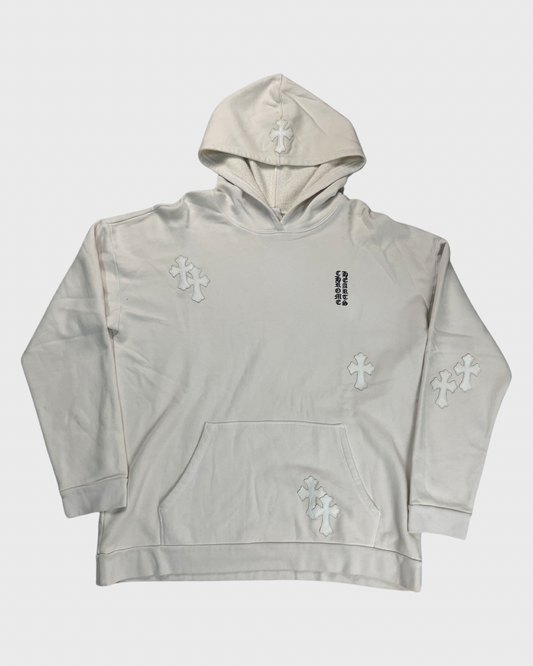 Chrome Hearts cross patched Hoodie in White SZ:L