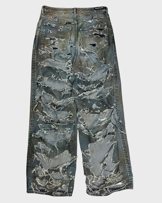 Balenciaga Super Destroyed Ripped Jeans Sample Blue SZ:OS